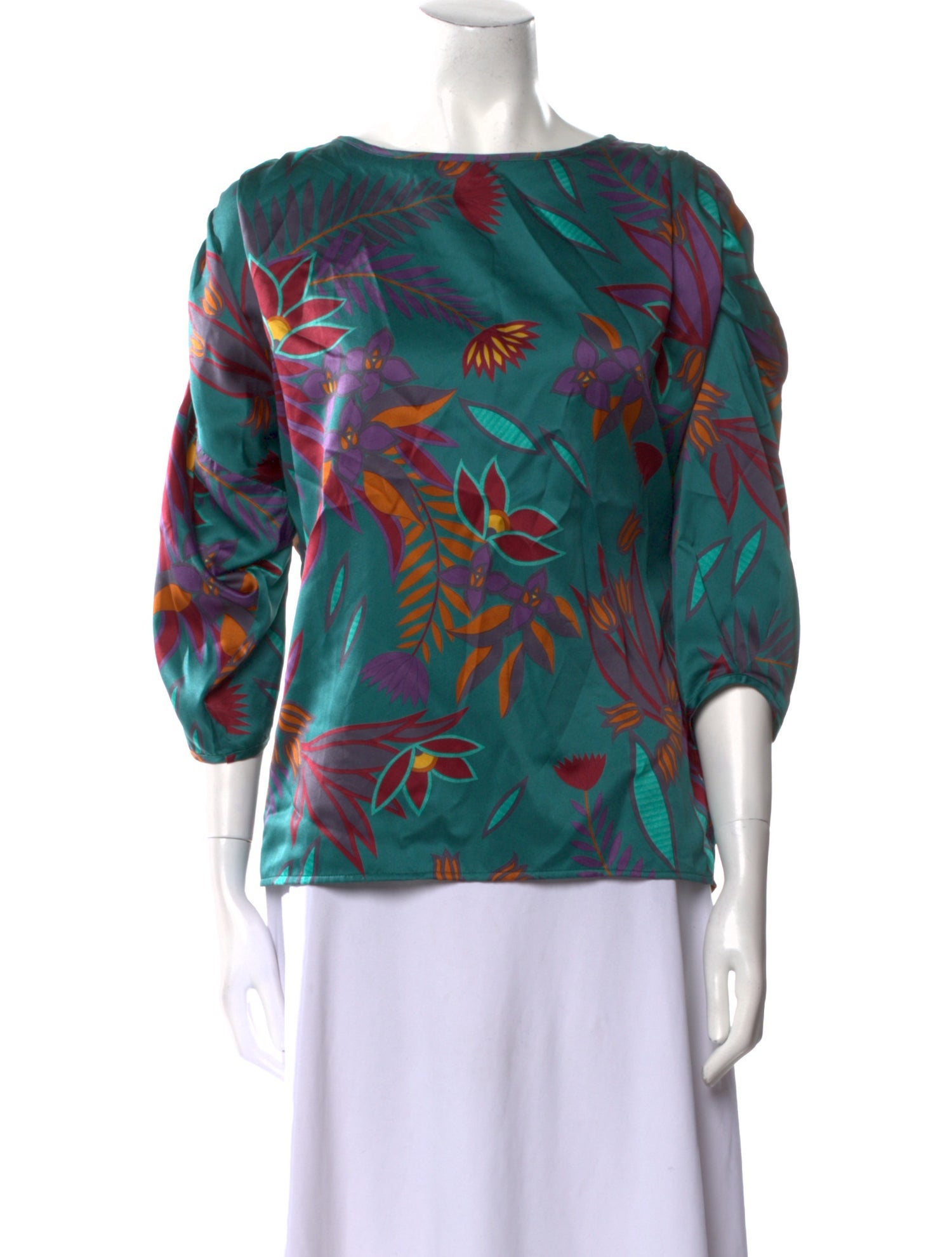 Pierre Cardin Printed Bateau Neckline Blouse