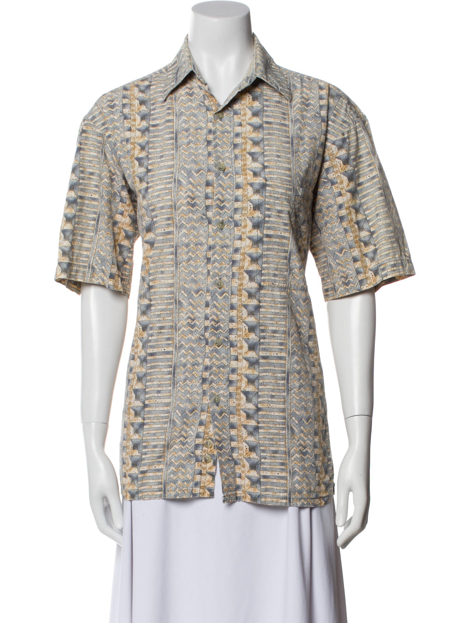 Pierre Cardin Printed Short Sleeve Button-Up Top w/ Tags