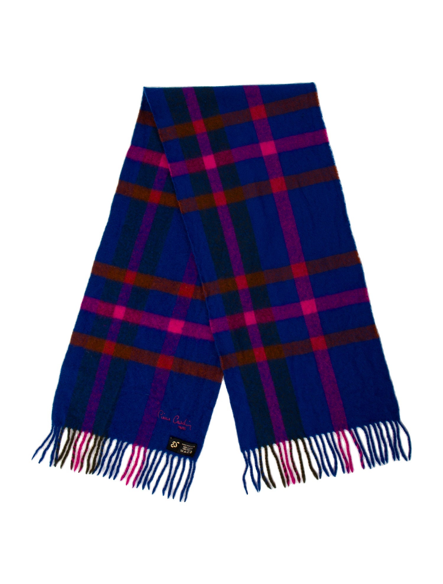 Pierre Cardin Wool Plaid Print Scarf