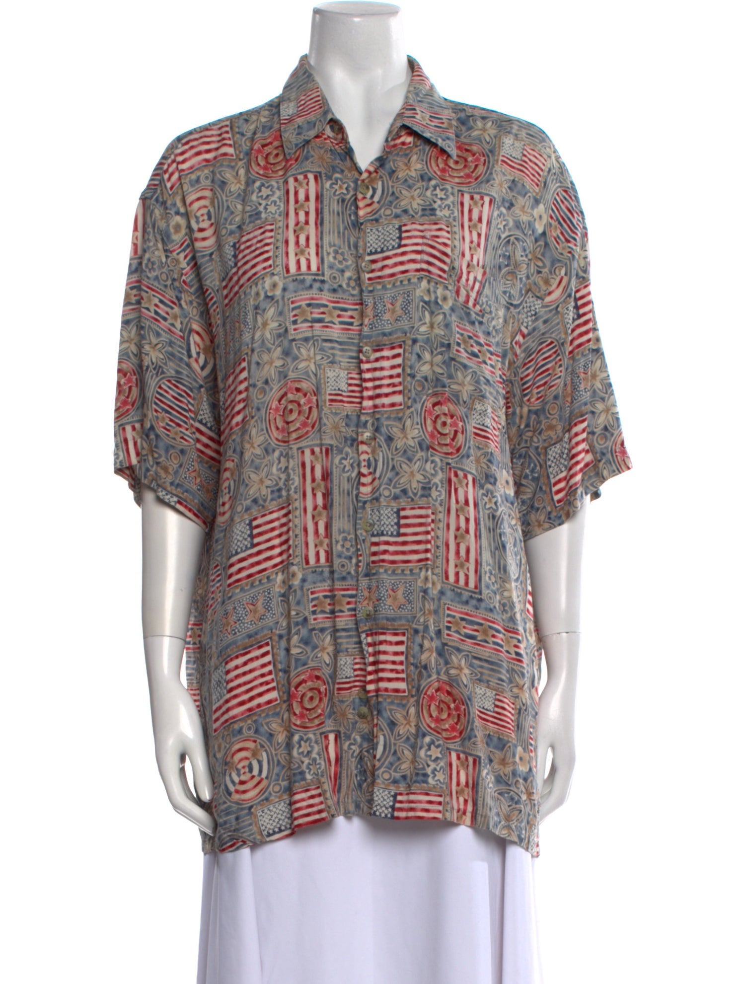 Pierre Cardin Paisley Print Short Sleeve Button-Up Top
