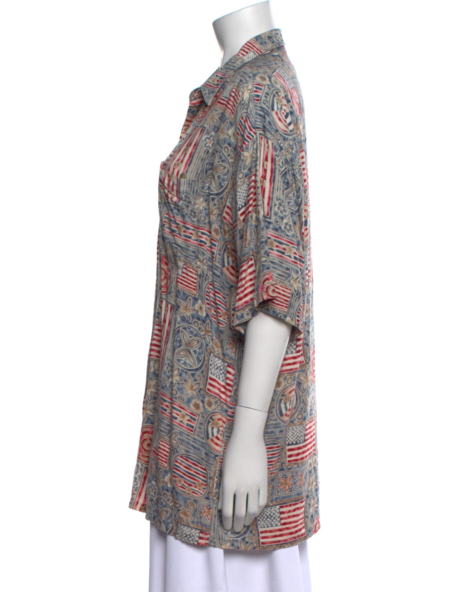 Pierre Cardin Paisley Print Short Sleeve Button-Up Top