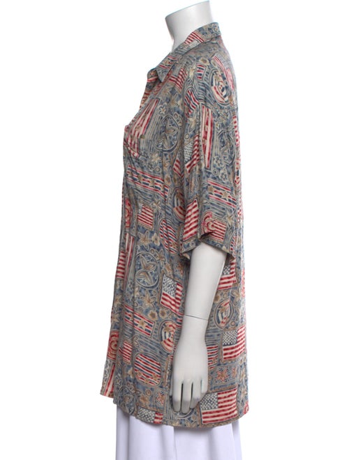 Pierre Cardin Paisley Print Short Sleeve Button-Up Top