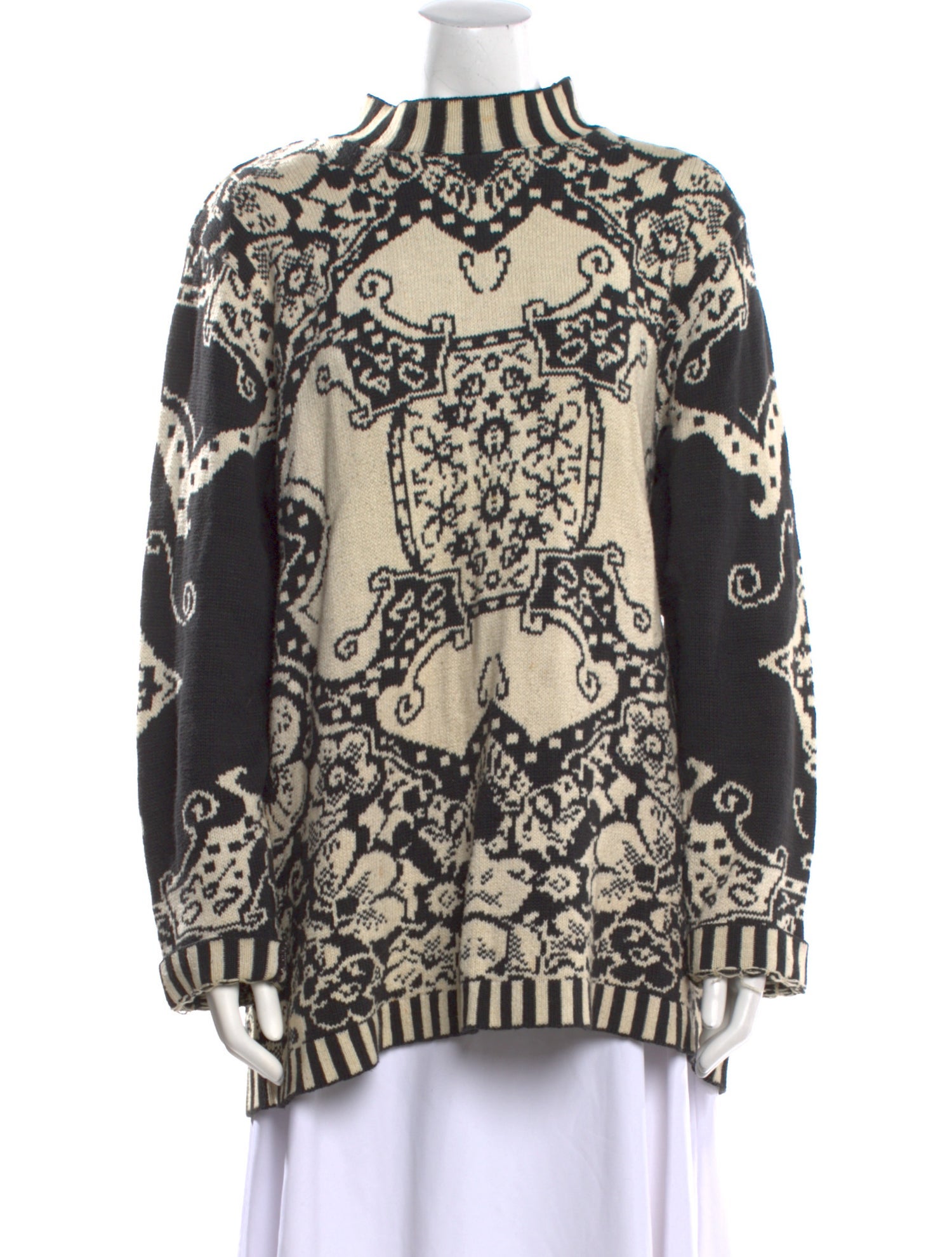 Pierre Cardin Printed Mock Neck Sweater