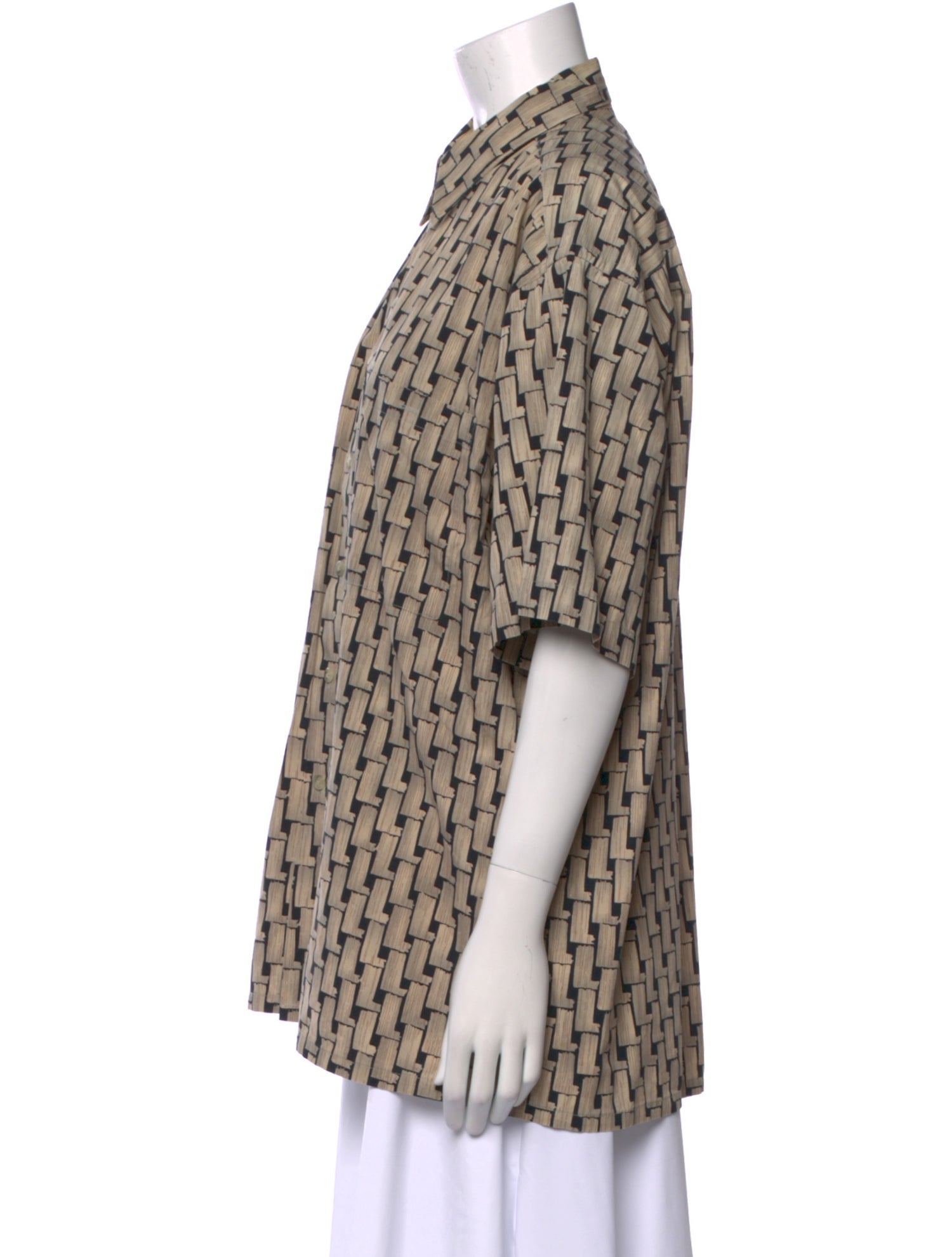 Pierre Cardin Printed Short Sleeve Button-Up Top