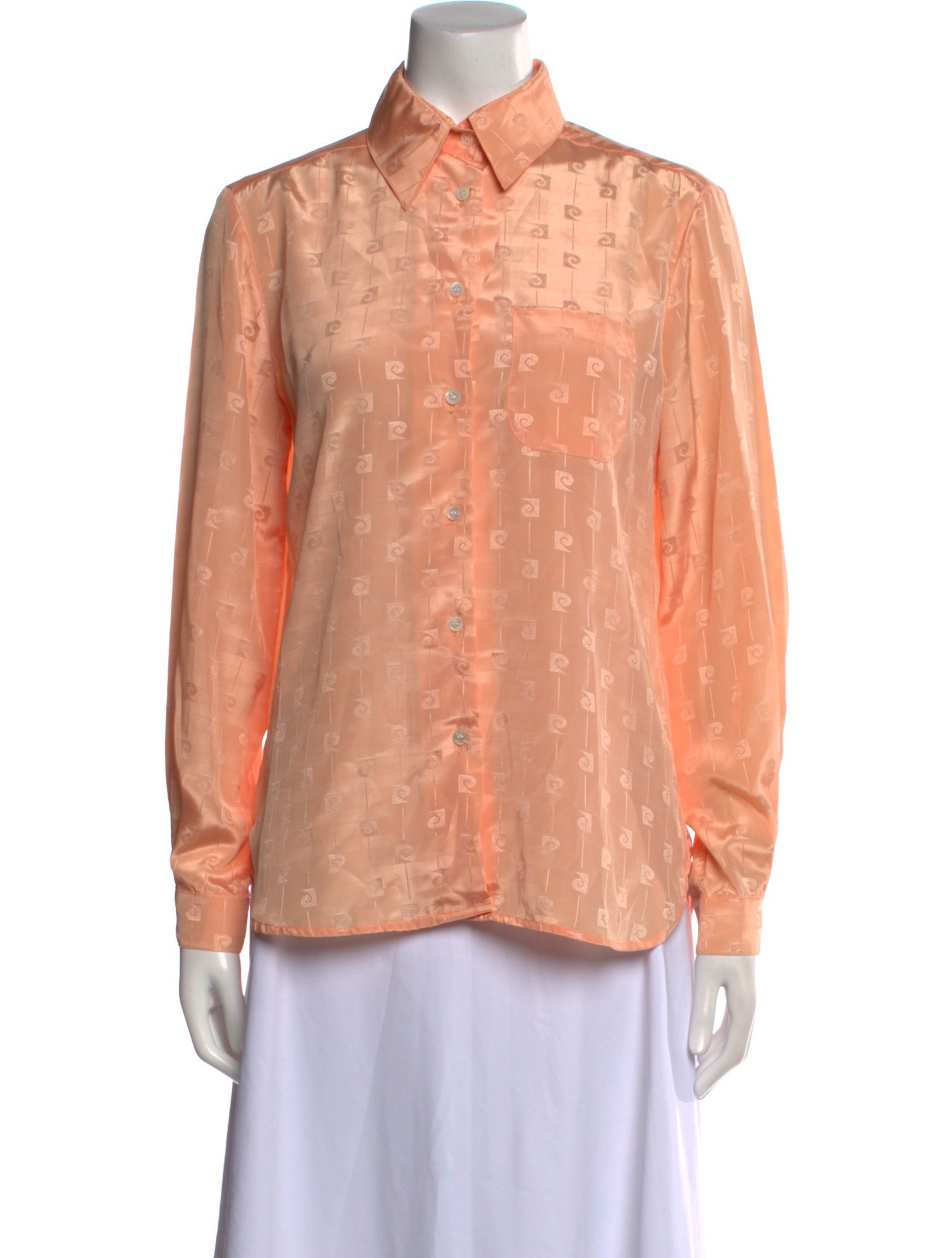 Pierre Cardin Printed Long Sleeve Button-Up Top