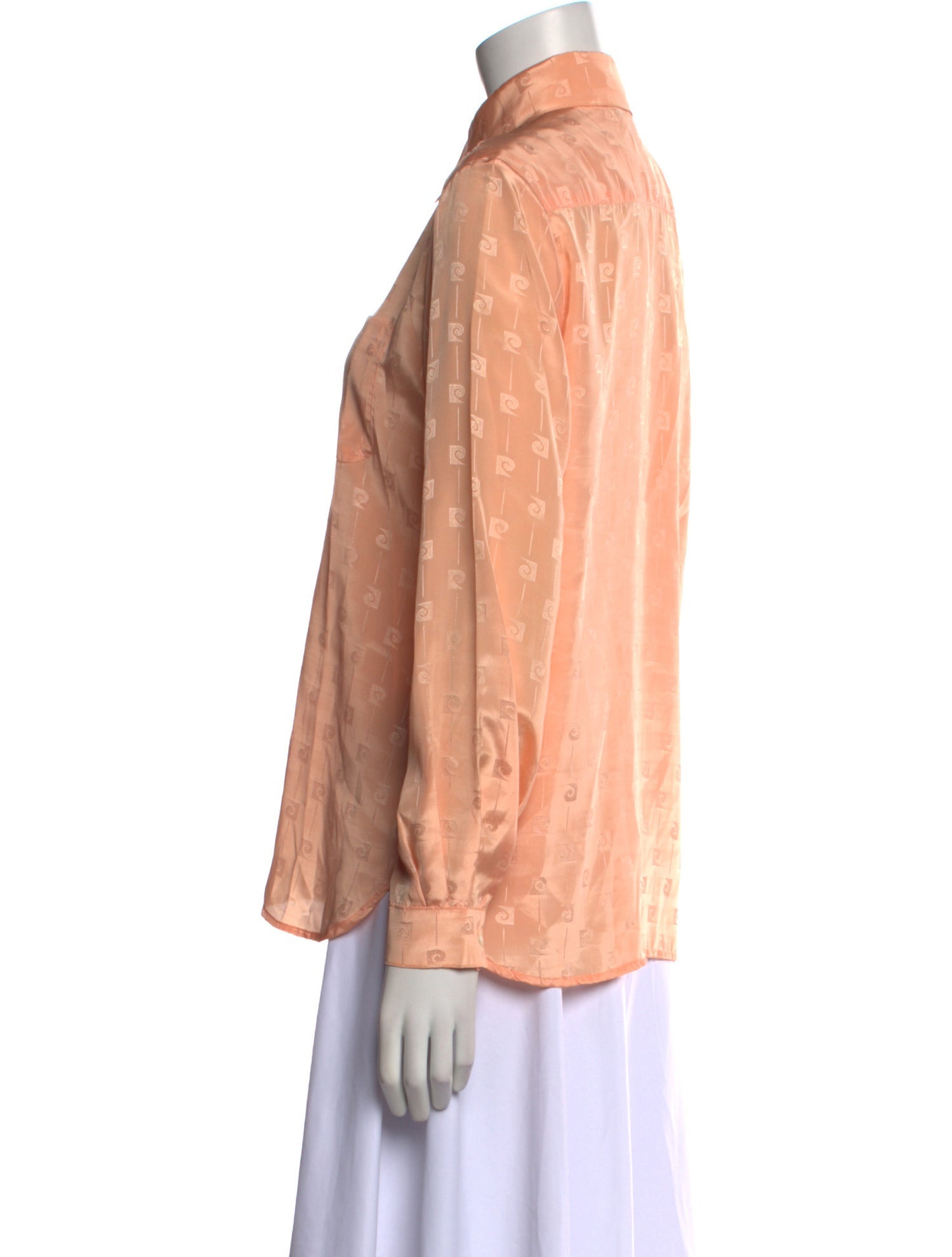 Pierre Cardin Printed Long Sleeve Button-Up Top