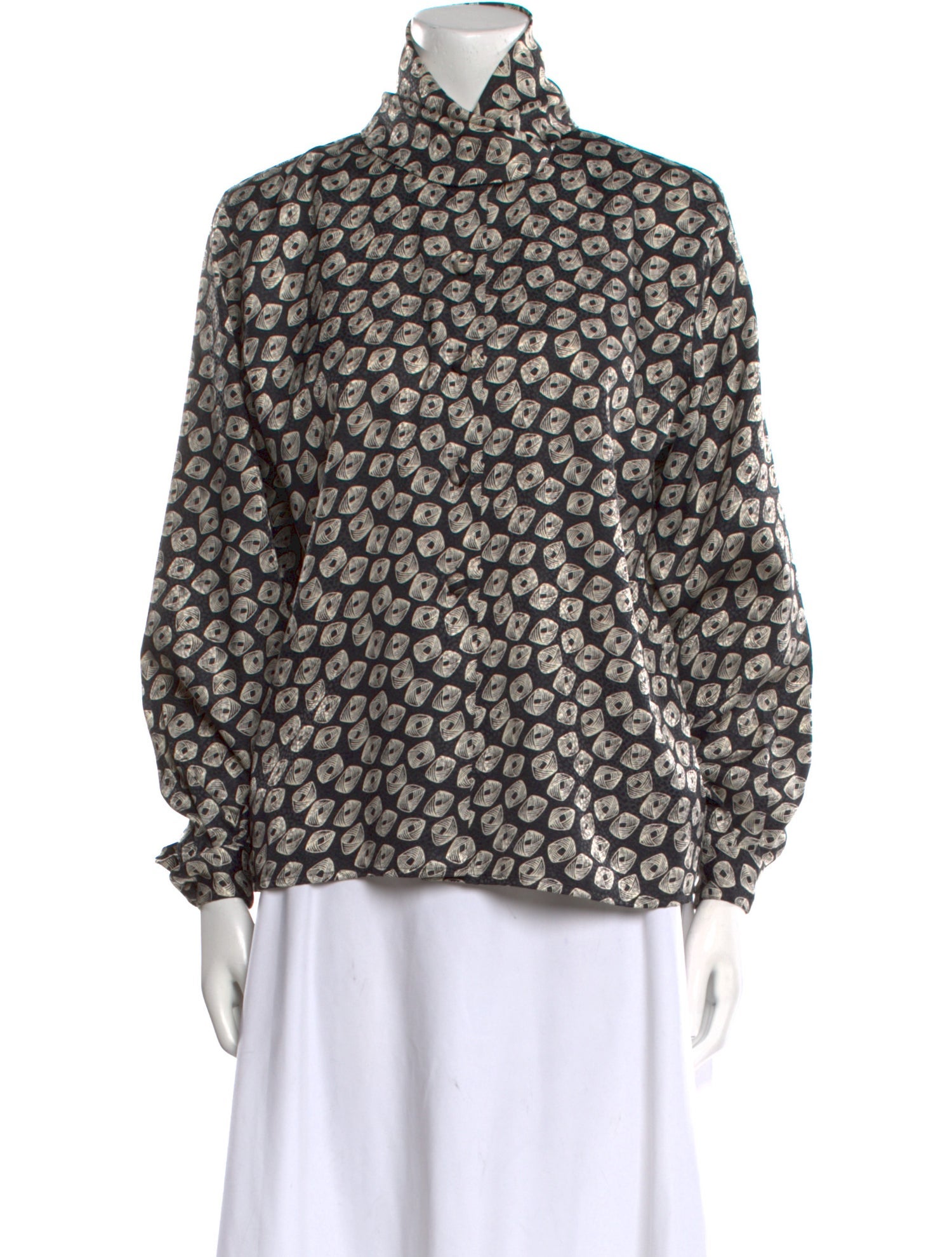 Pierre Cardin Printed Mock Neck Blouse