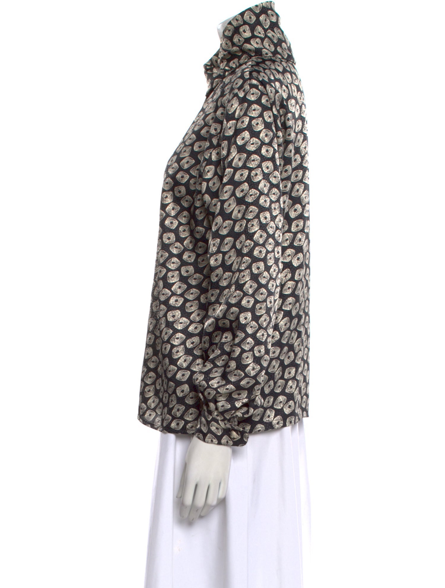 Pierre Cardin Printed Mock Neck Blouse