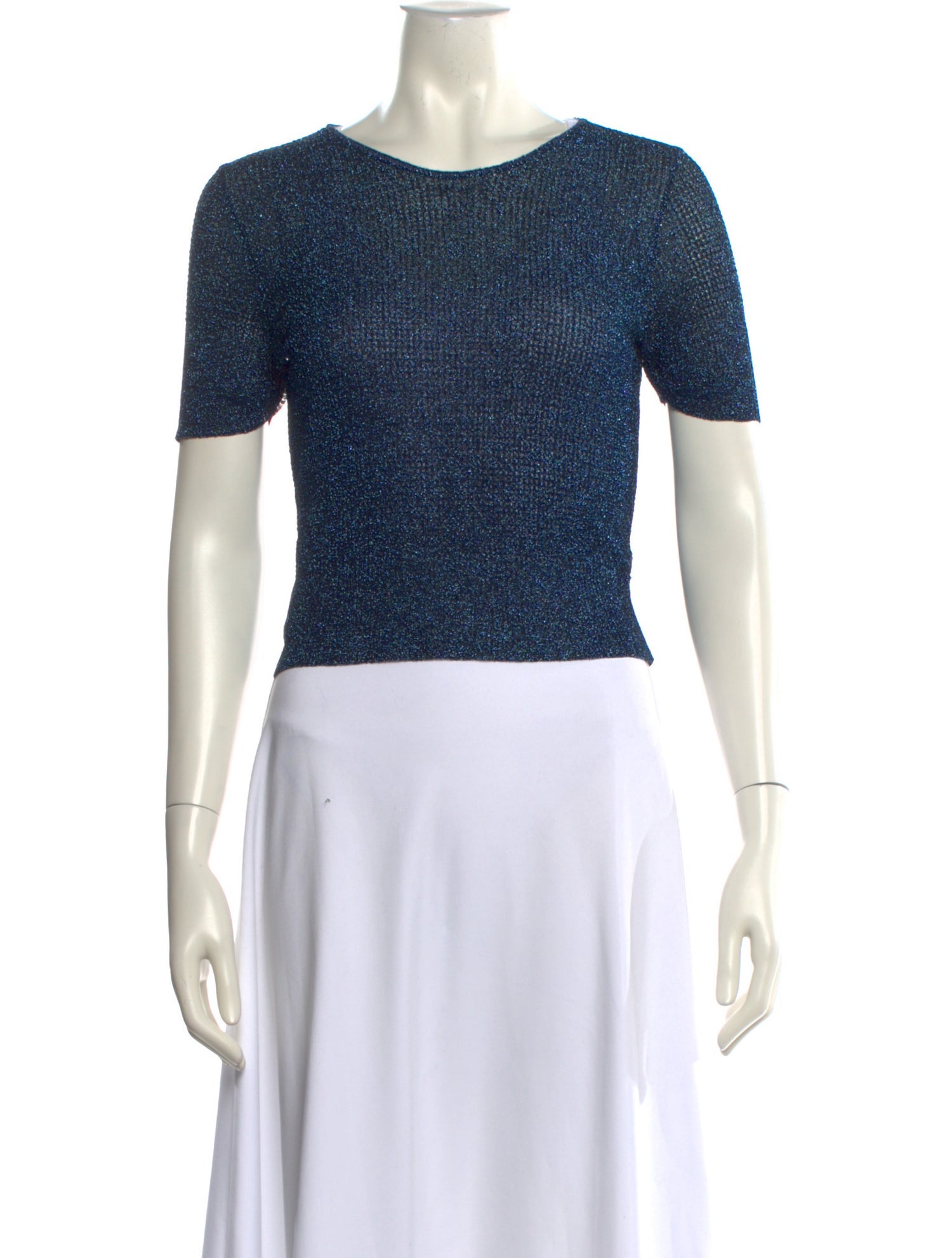 Pierre Cardin Crew Neck Short Sleeve Crop Top