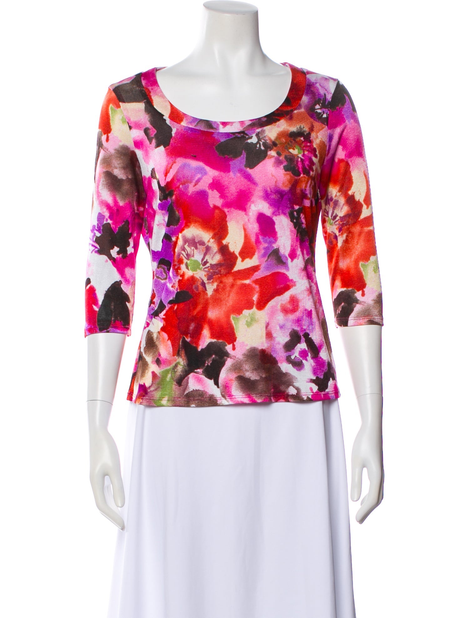 Pierre Cardin Floral Print Scoop Neck Top