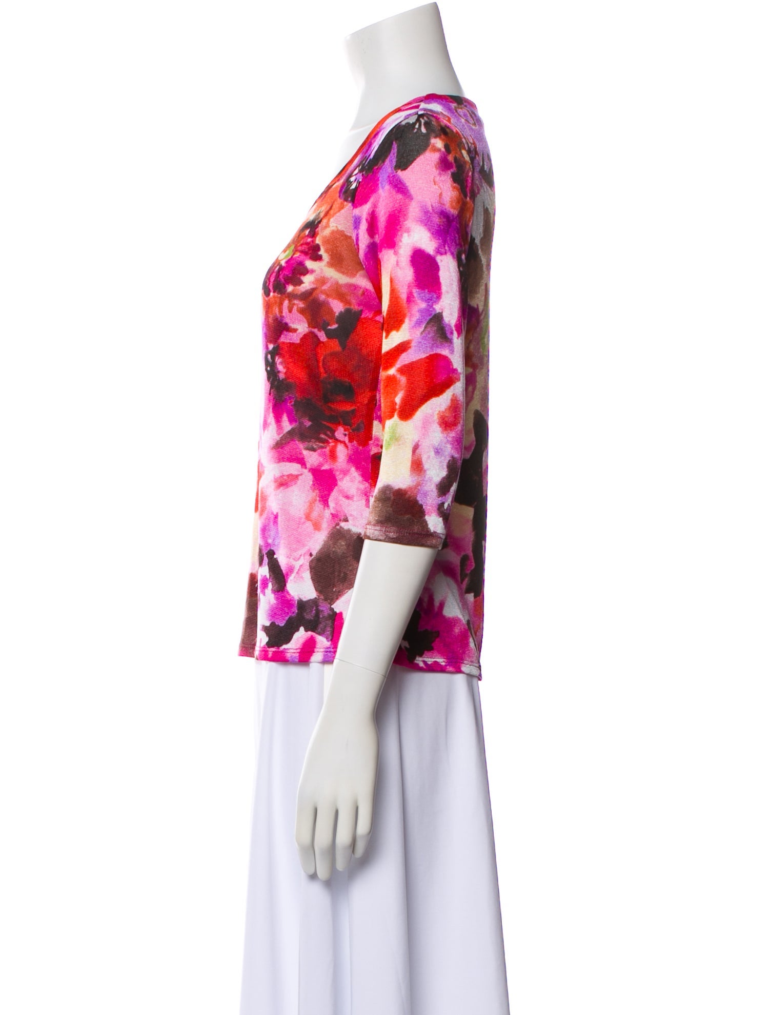 Pierre Cardin Floral Print Scoop Neck Top