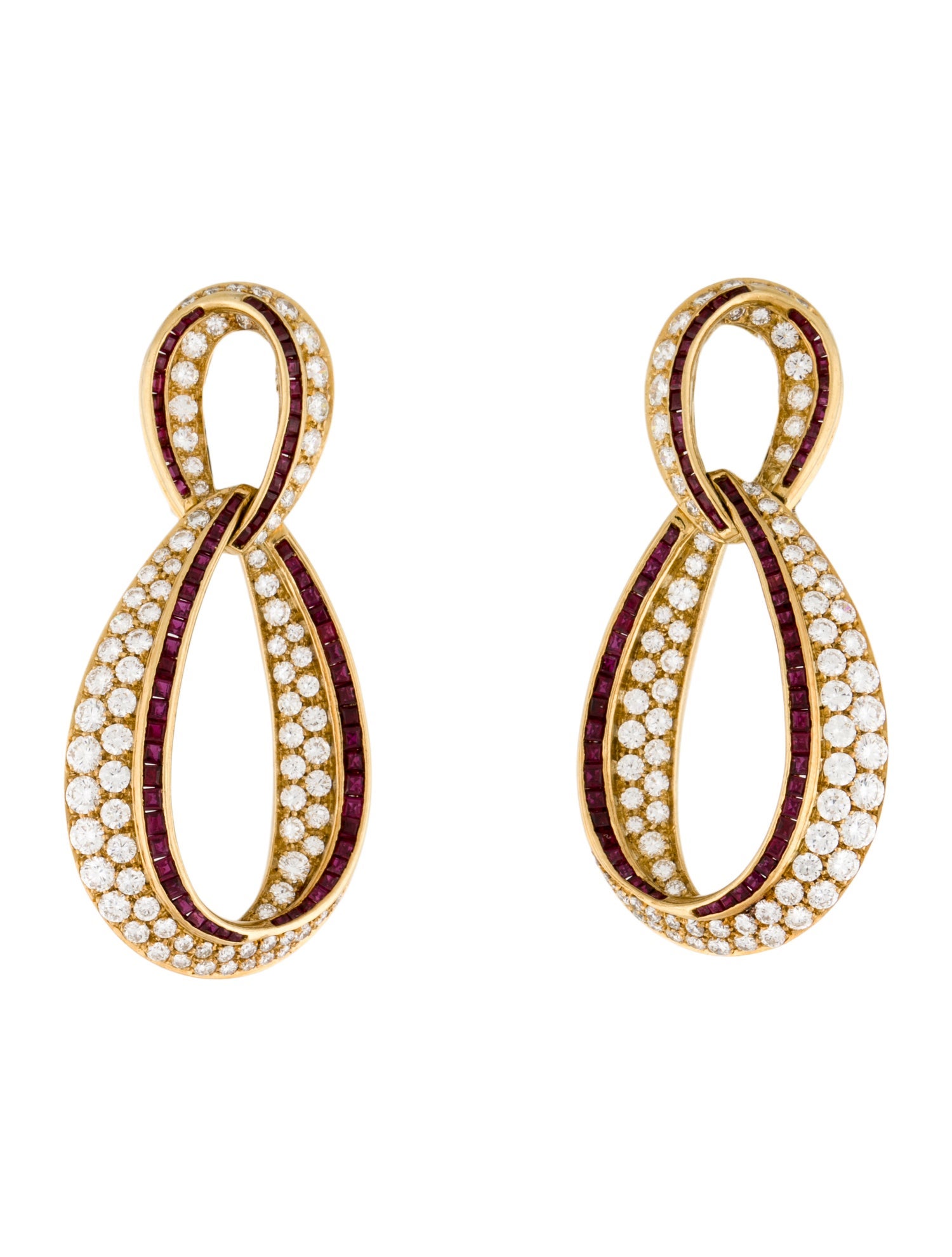 Picchiotti 18K Ruby & Diamond Interlocking Ribbon Earclips