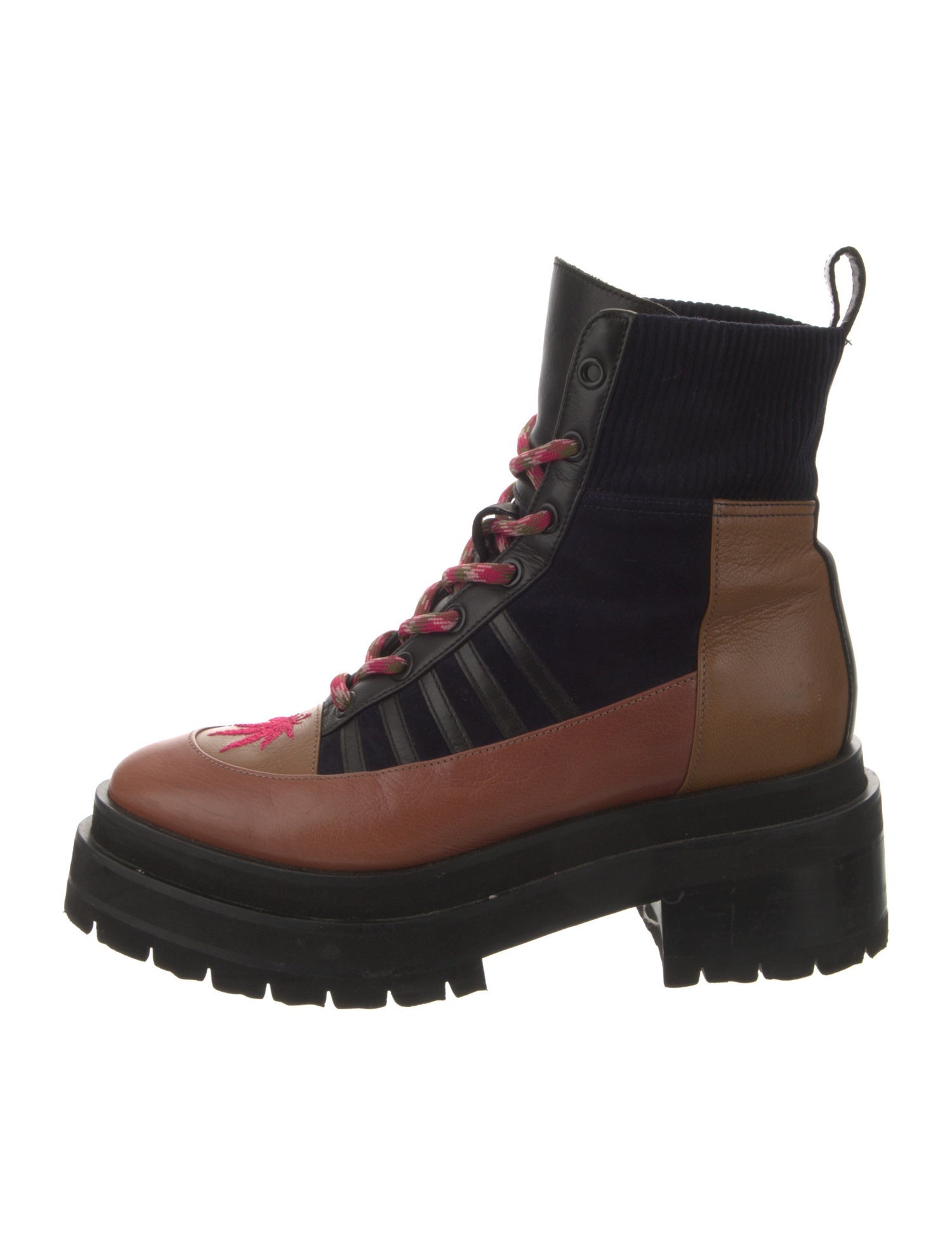 Pierre Hardy Leather Colorblock Pattern Combat Boots