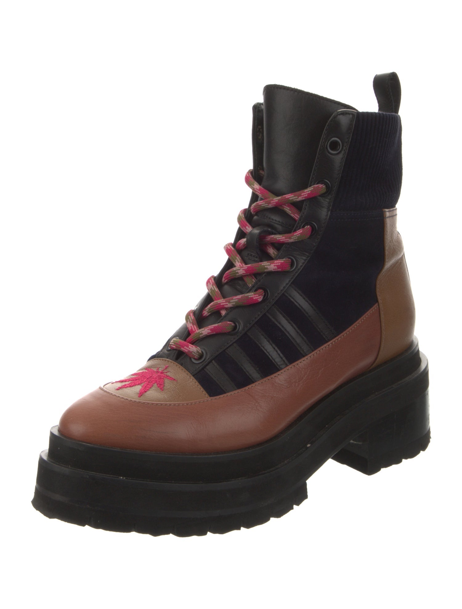 Pierre Hardy Leather Colorblock Pattern Combat Boots