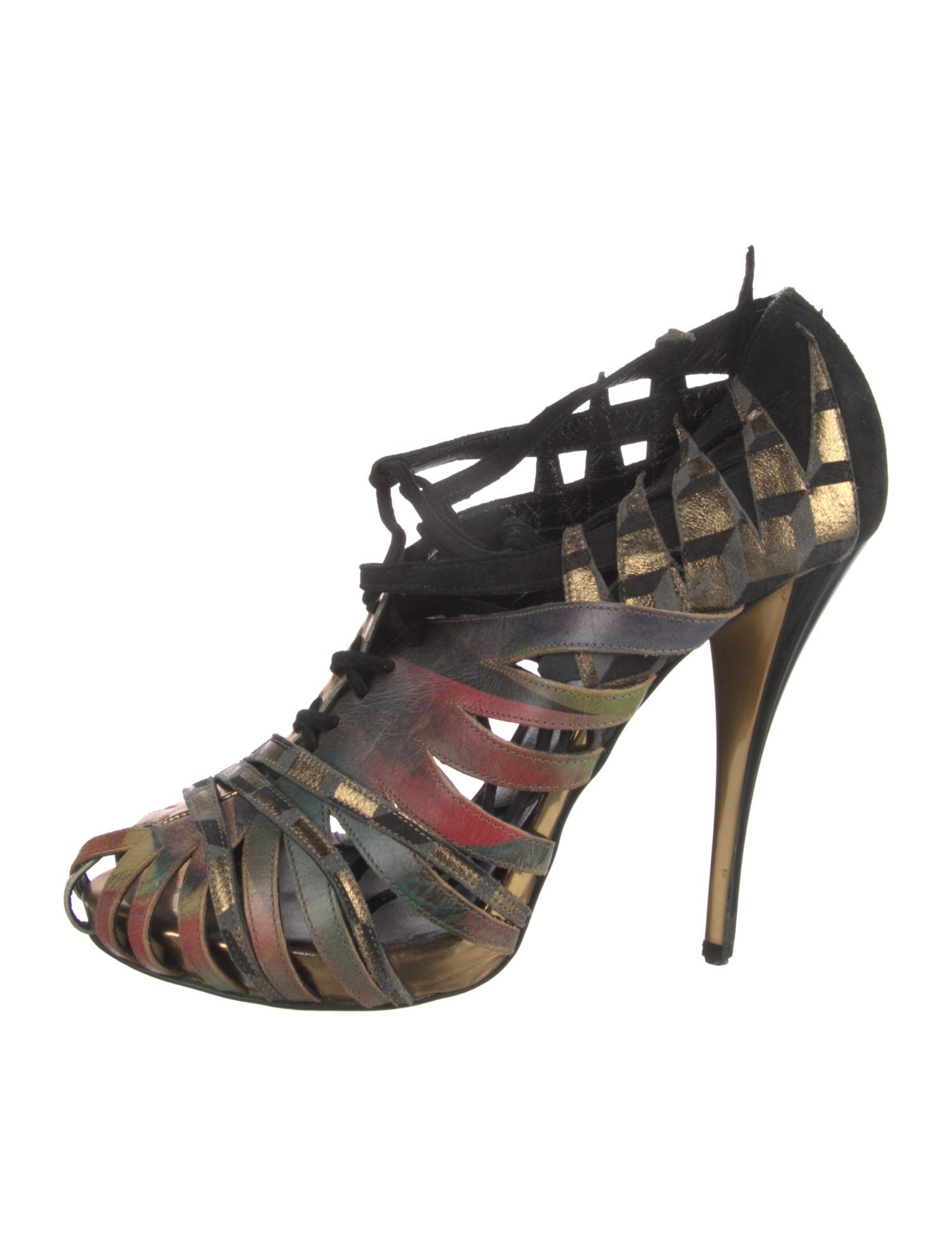 Pierre Hardy Leather Printed Lace-Up Boots