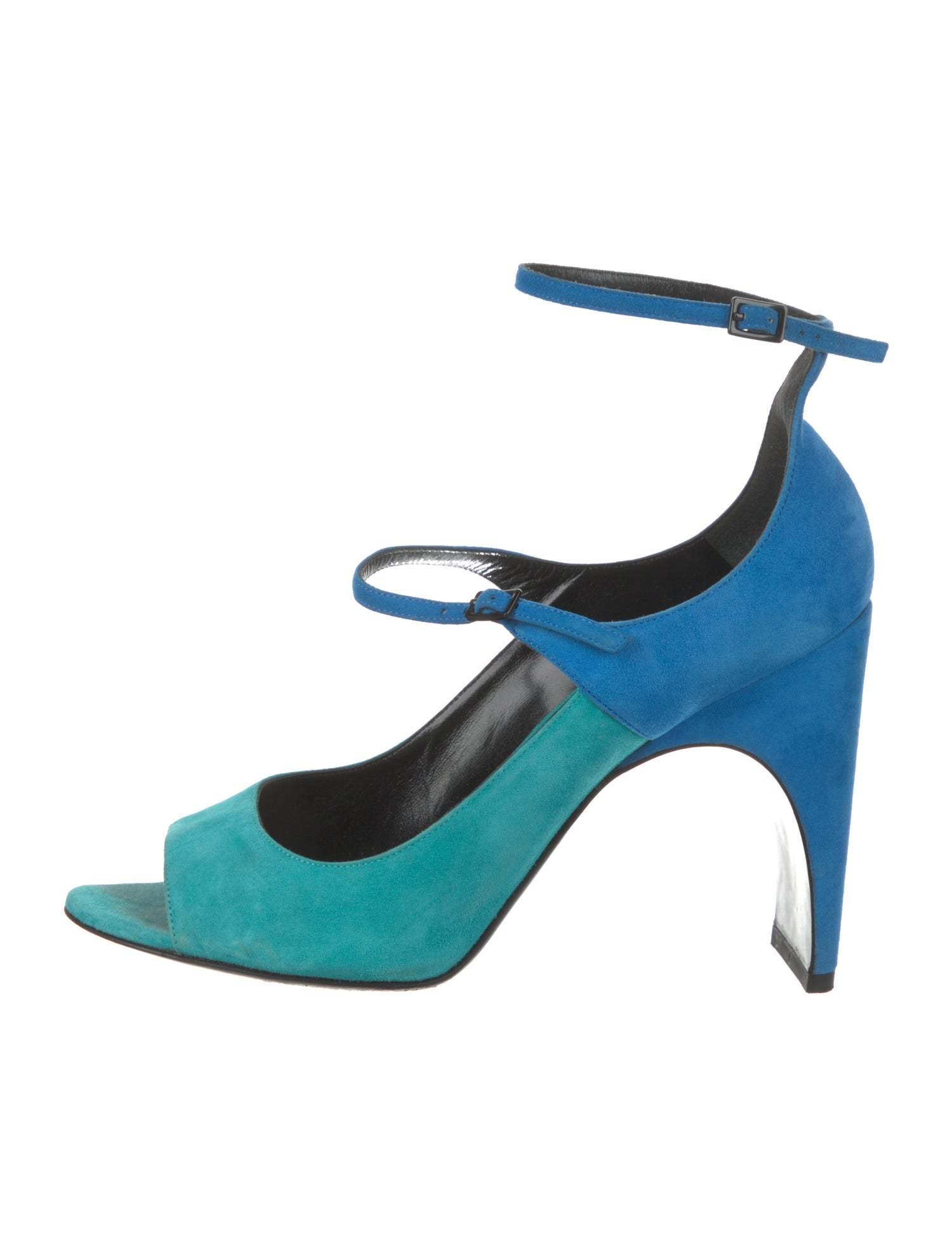 Pierre Hardy Suede Colorblock Pattern T-Strap Sandals