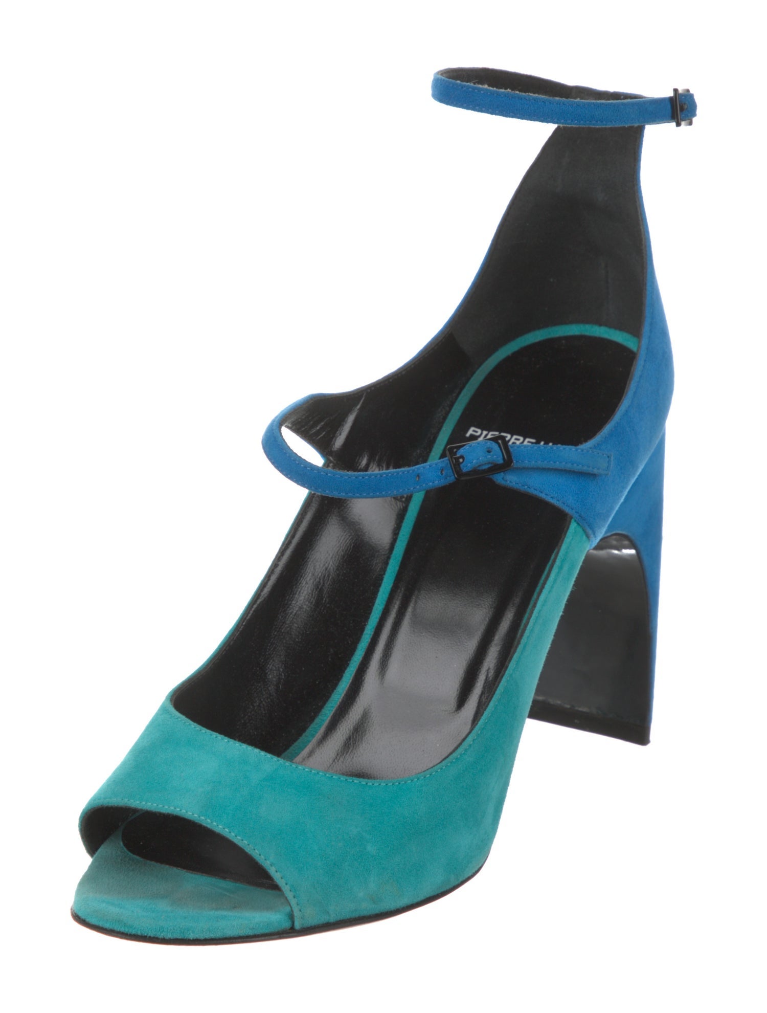 Pierre Hardy Suede Colorblock Pattern T-Strap Sandals