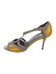 Pierre Hardy Patent Leather Colorblock Pattern T-Strap Pumps