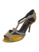 Pierre Hardy Patent Leather Colorblock Pattern T-Strap Pumps