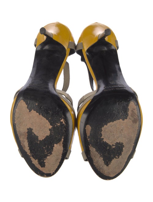 Pierre Hardy Patent Leather Colorblock Pattern T-Strap Pumps