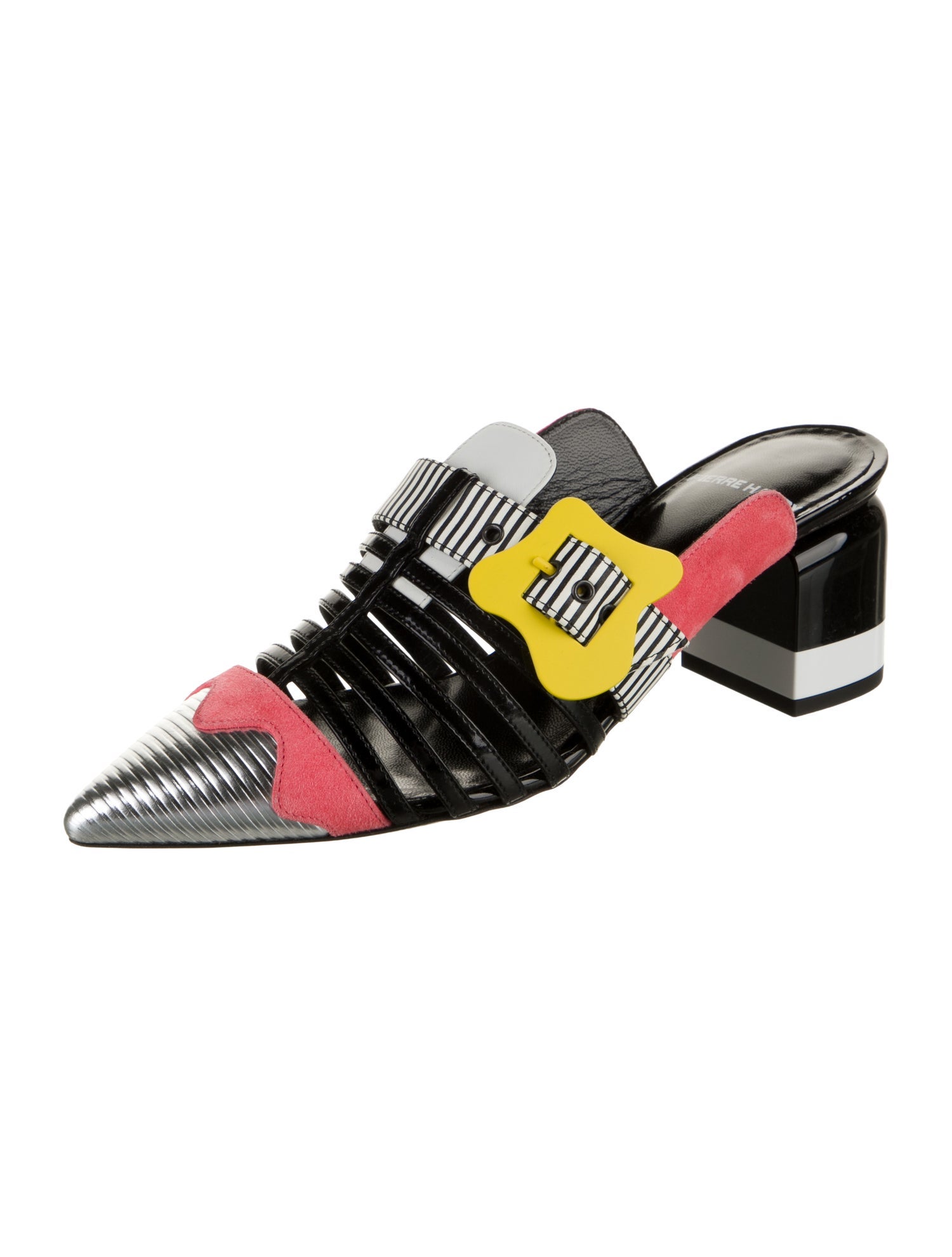 Pierre Hardy Patent Leather Colorblock Pattern Mules