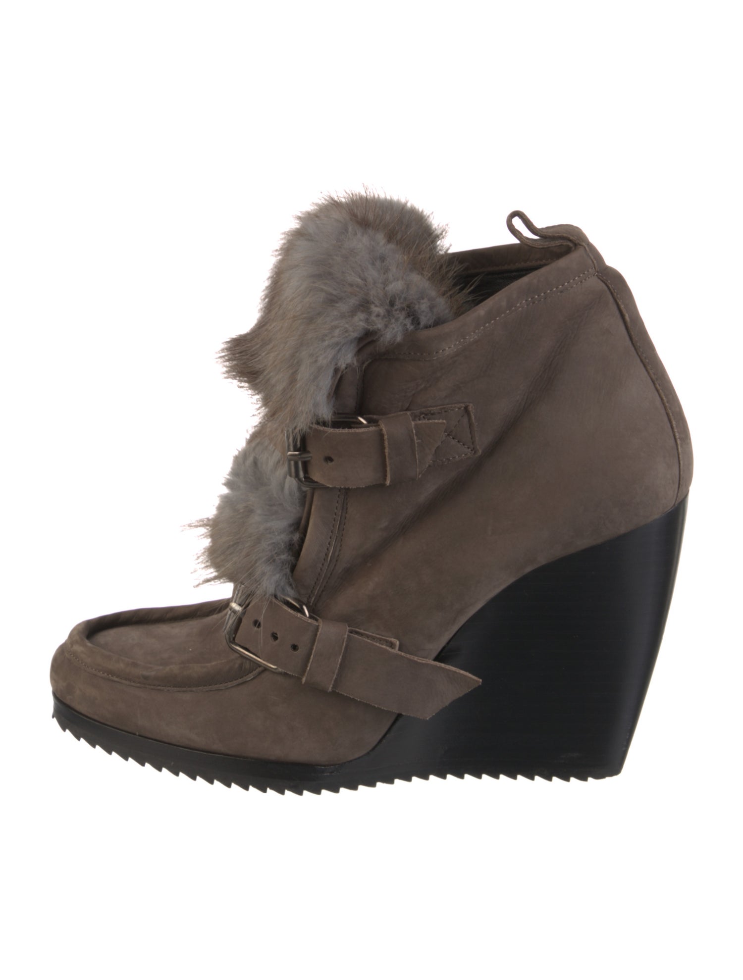 Pierre Hardy Suede Fur Trim Lace-Up Boots