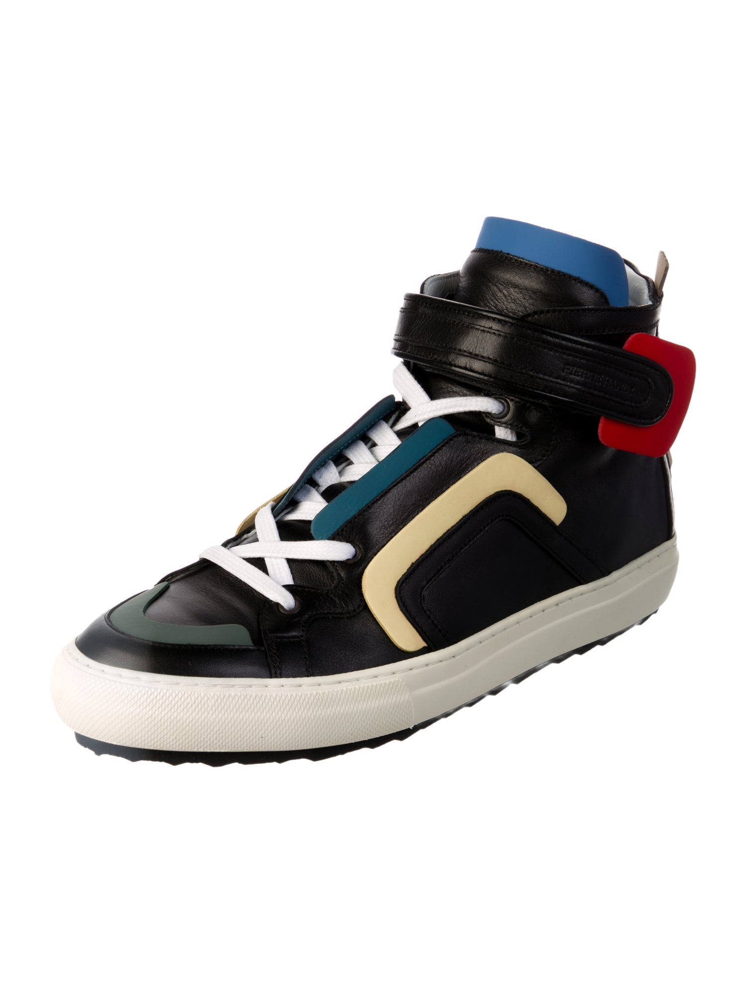 Pierre Hardy Leather Colorblock Pattern Sneakers