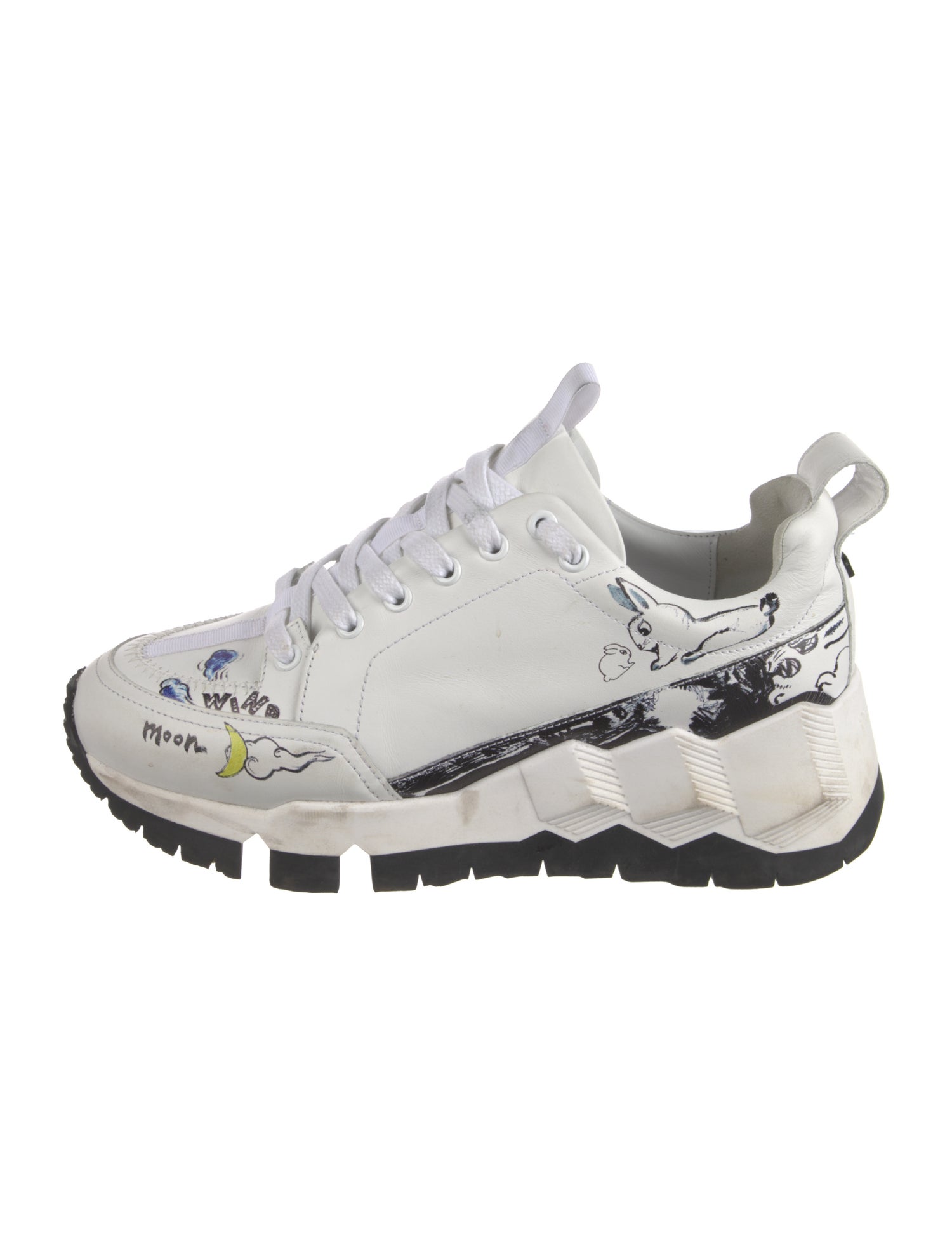 Pierre Hardy Leather Graphic Print Sneakers