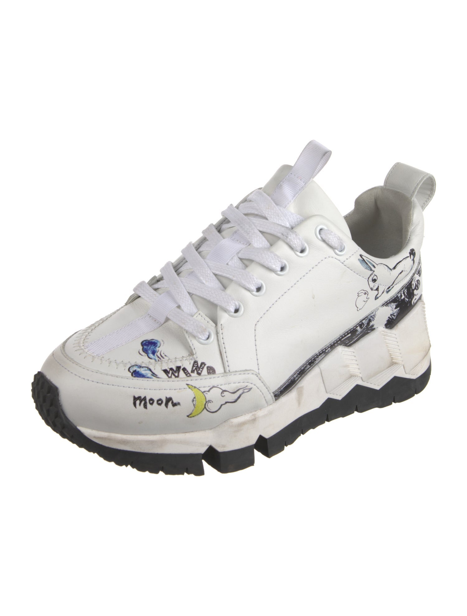 Pierre Hardy Leather Graphic Print Sneakers