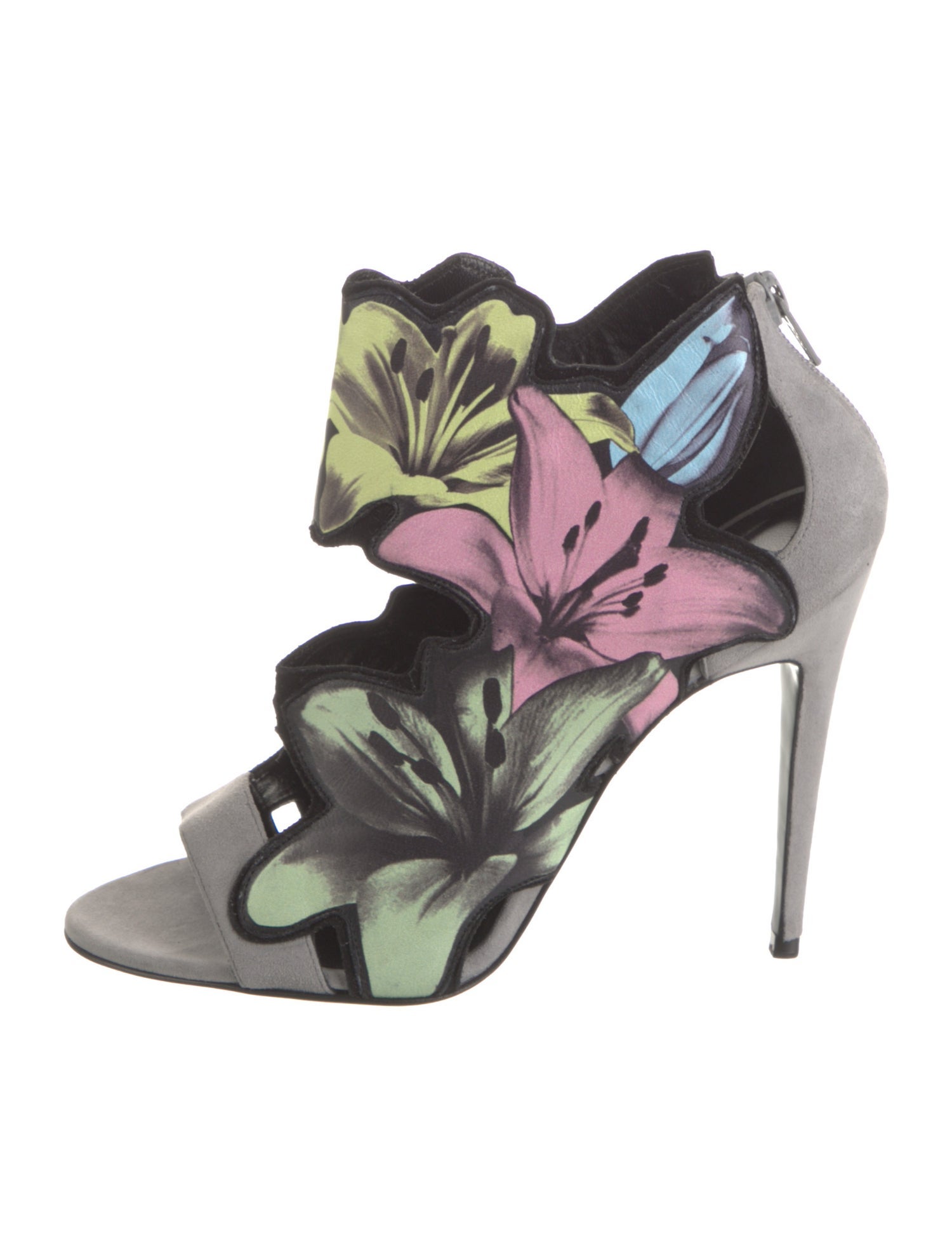 Pierre Hardy Suede Floral Print Gladiator Sandals