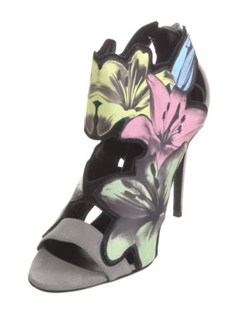 Pierre Hardy Suede Floral Print Gladiator Sandals