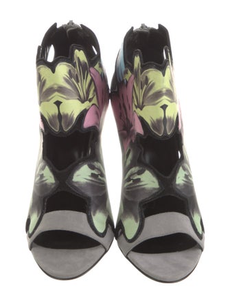 Pierre Hardy Suede Floral Print Gladiator Sandals