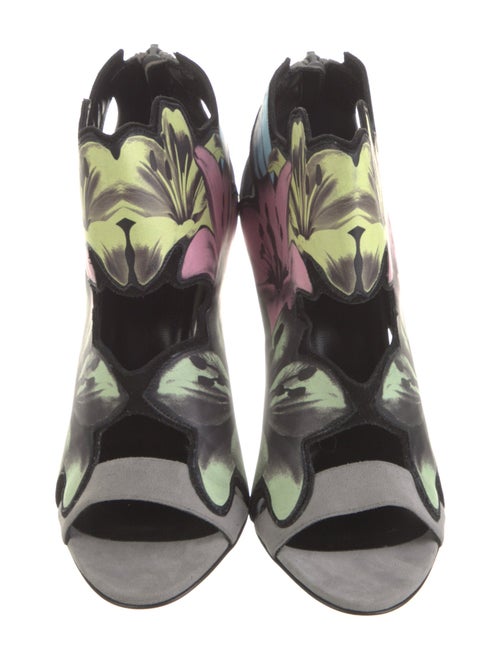 Pierre Hardy Suede Floral Print Gladiator Sandals