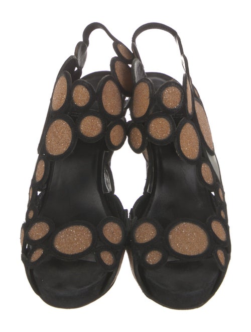 Pierre Hardy Suede Glitter Accents Slingback Sandals