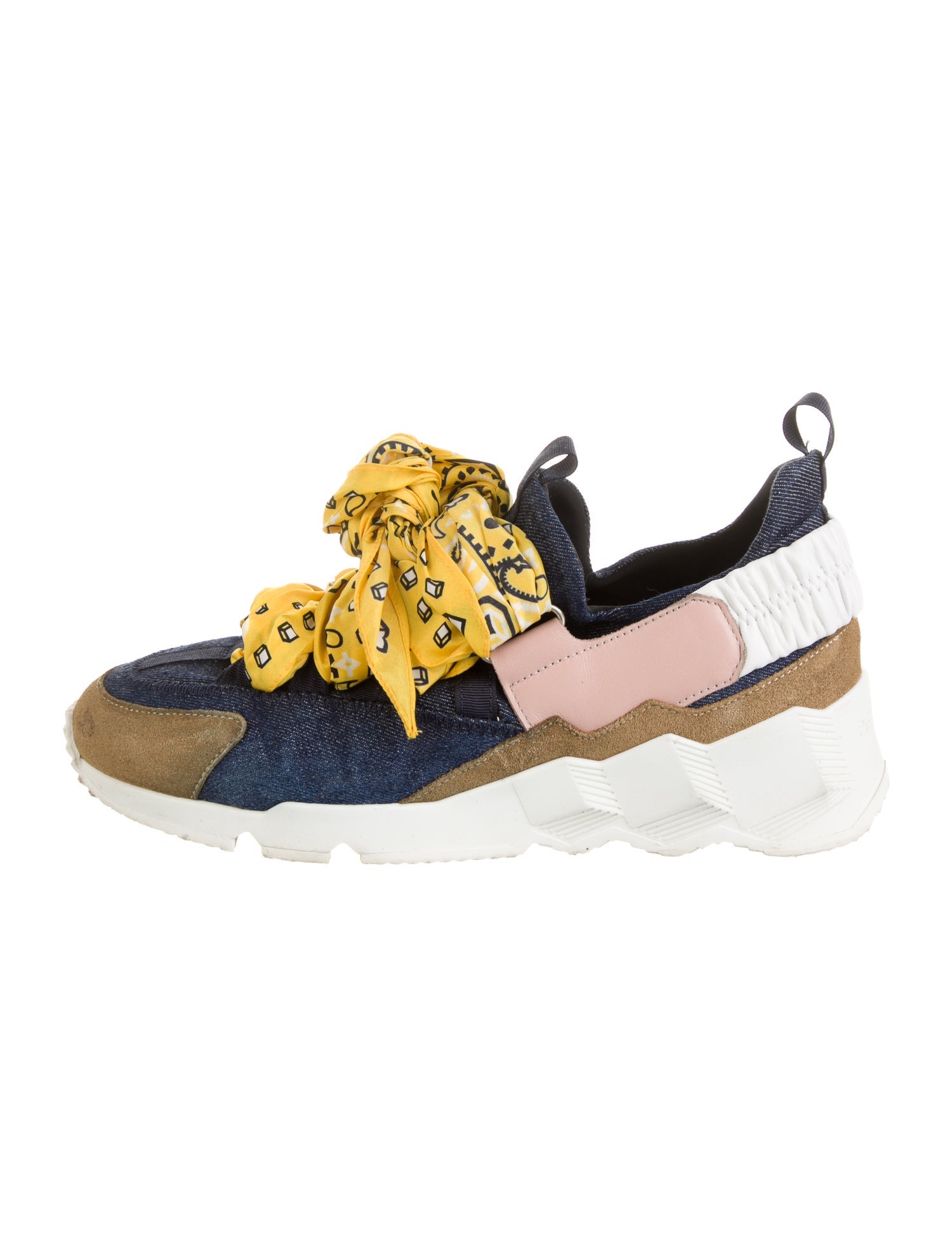 Pierre Hardy Leather Colorblock Pattern Chunky Sneakers