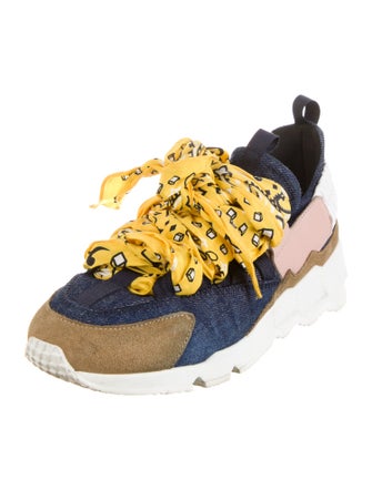 Pierre Hardy Leather Colorblock Pattern Chunky Sneakers