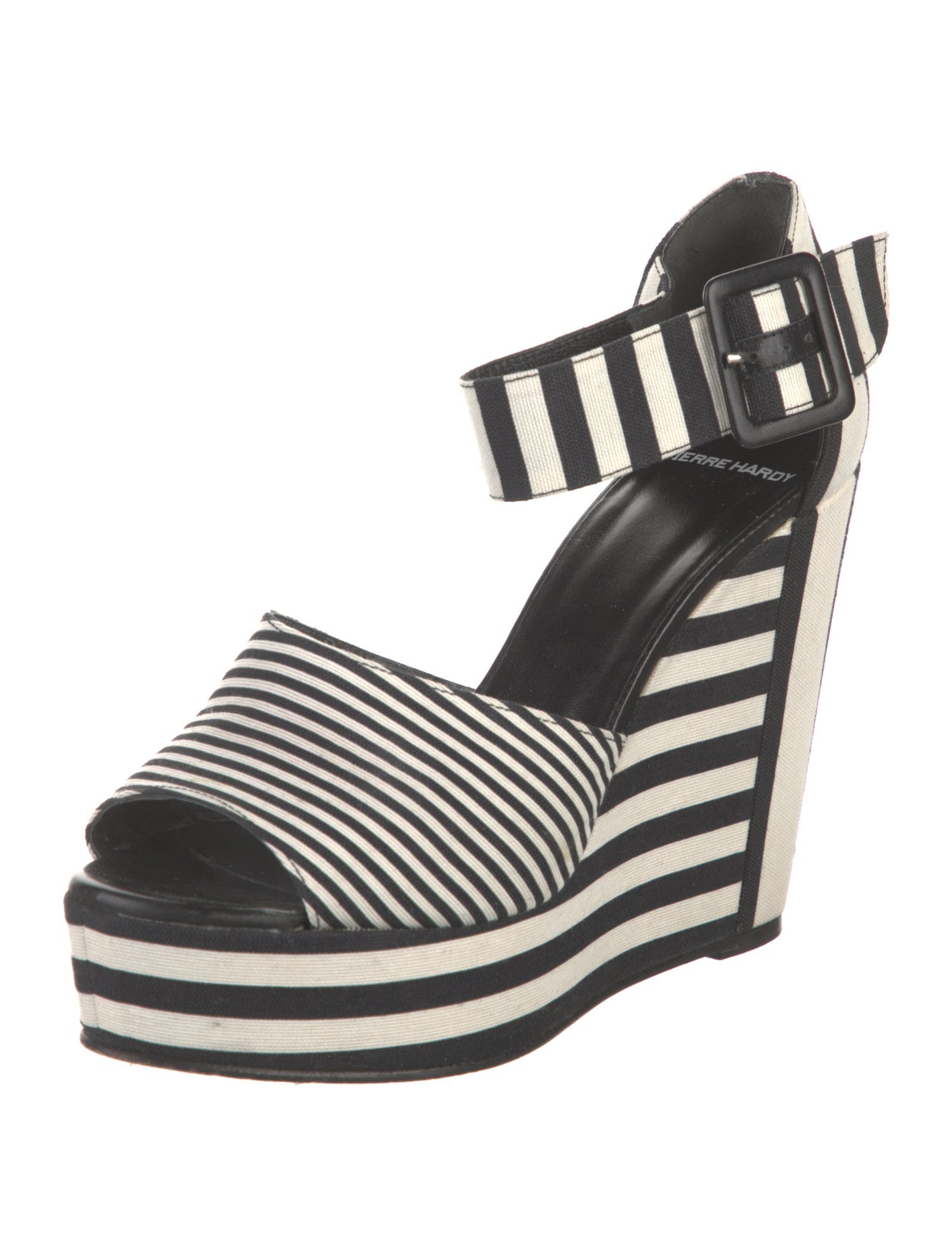 Pierre Hardy Canvas Striped Slingback Sandals