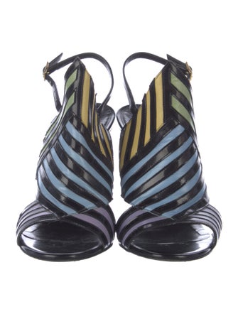 Pierre Hardy Leather Striped Slingback Sandals