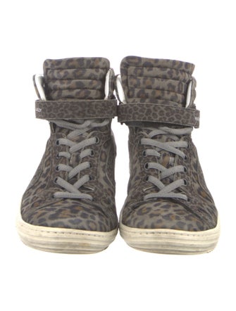 Pierre Hardy Suede Animal Print Sneakers