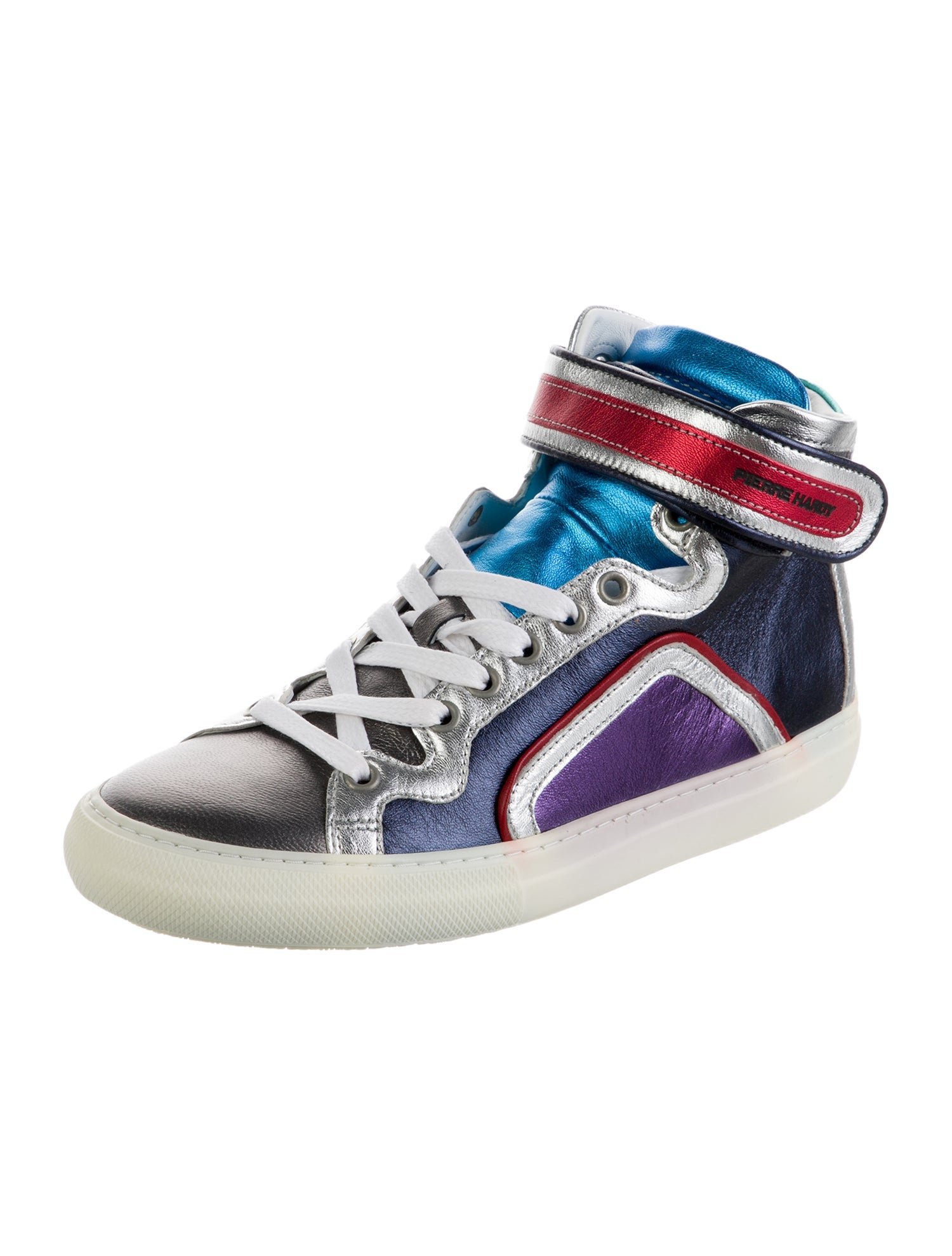 Pierre Hardy Leather Colorblock Pattern Sneakers w/ Tags