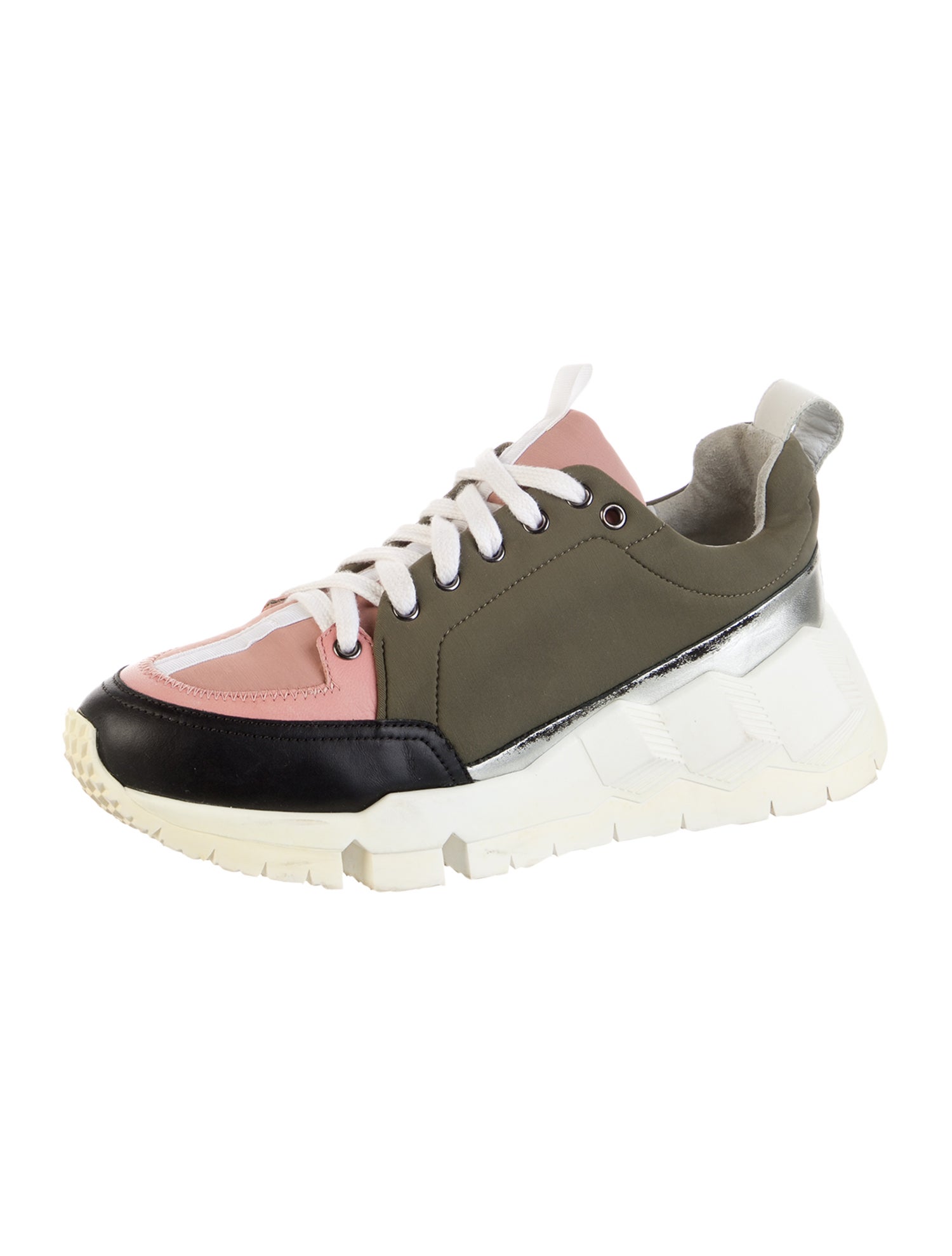 Pierre Hardy Leather Colorblock Pattern Sneakers
