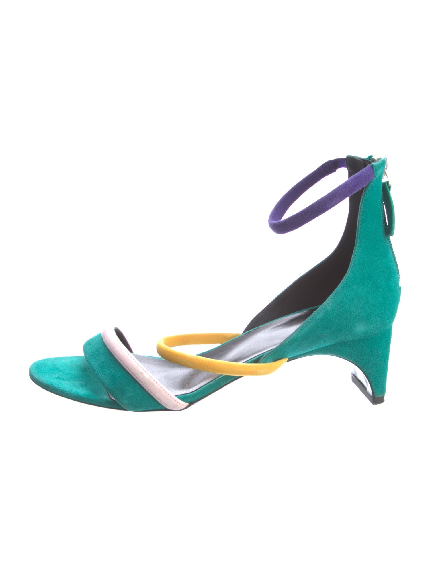Pierre Hardy Suede Colorblock Pattern Slingback Sandals