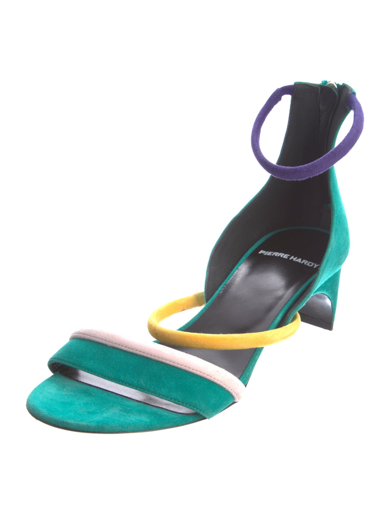 Pierre Hardy Suede Colorblock Pattern Slingback Sandals