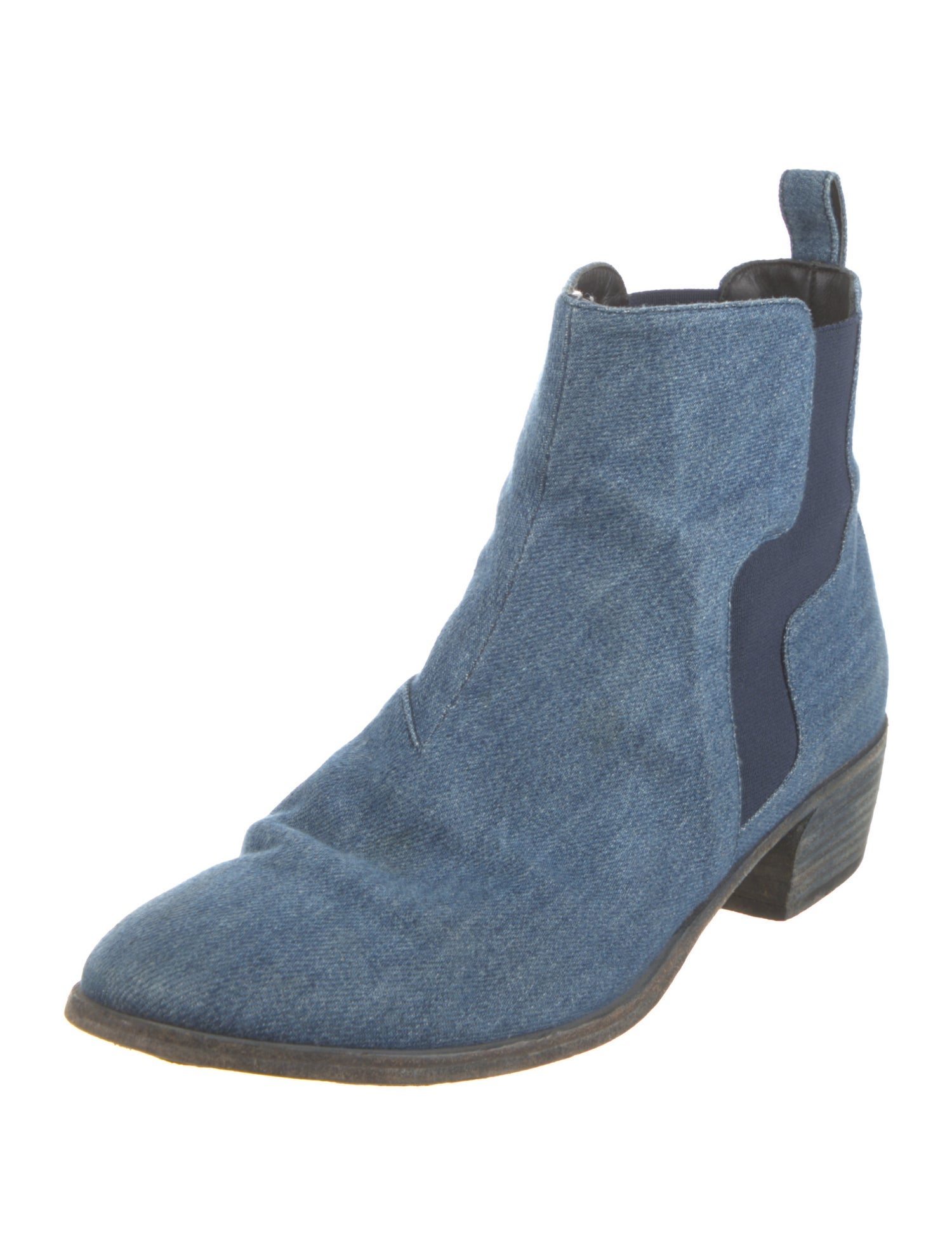 Pierre Hardy Denim Colorblock Pattern Chelsea Boots