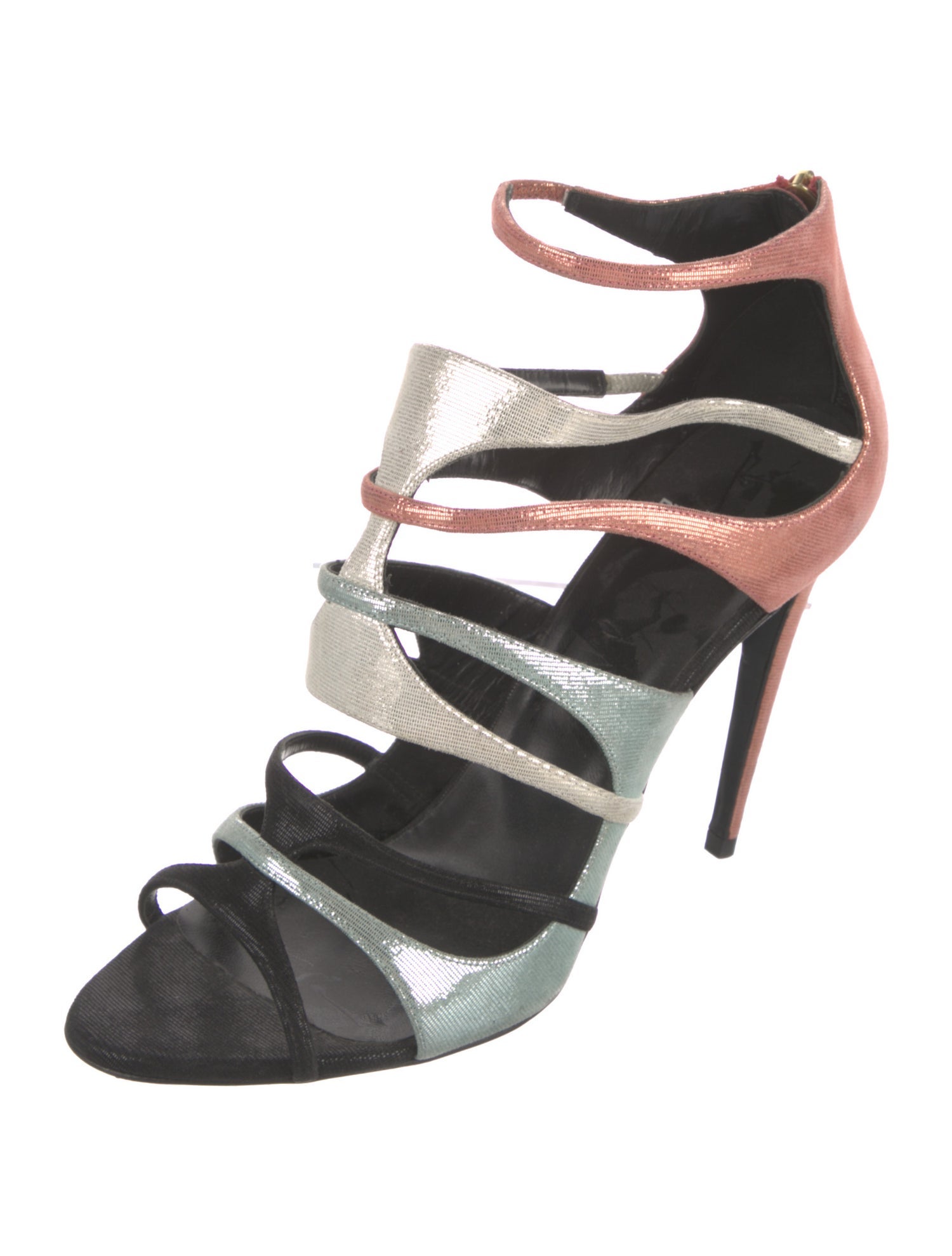 Pierre Hardy Suede Colorblock Pattern Gladiator Sandals