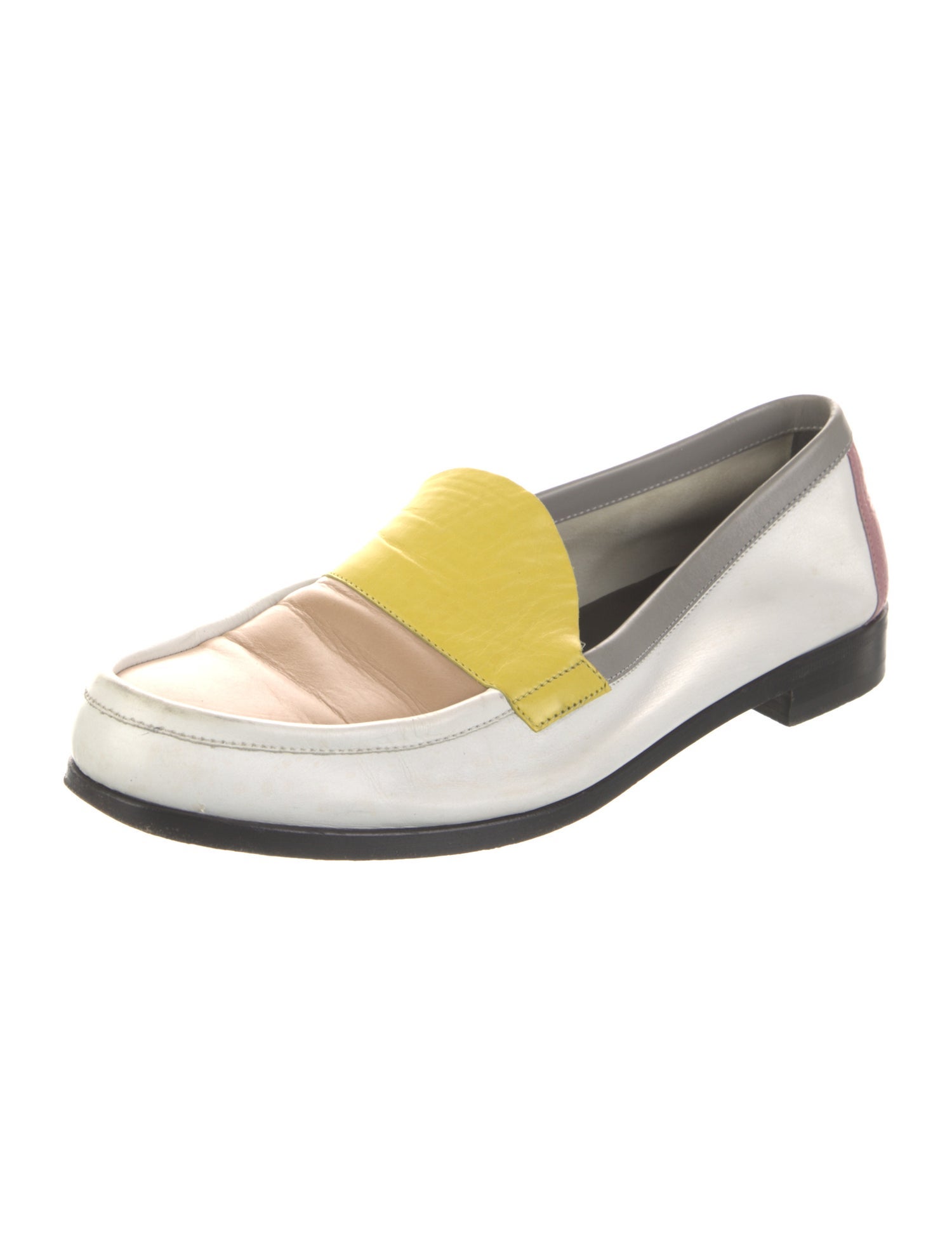 Pierre Hardy Leather Colorblock Pattern Loafers