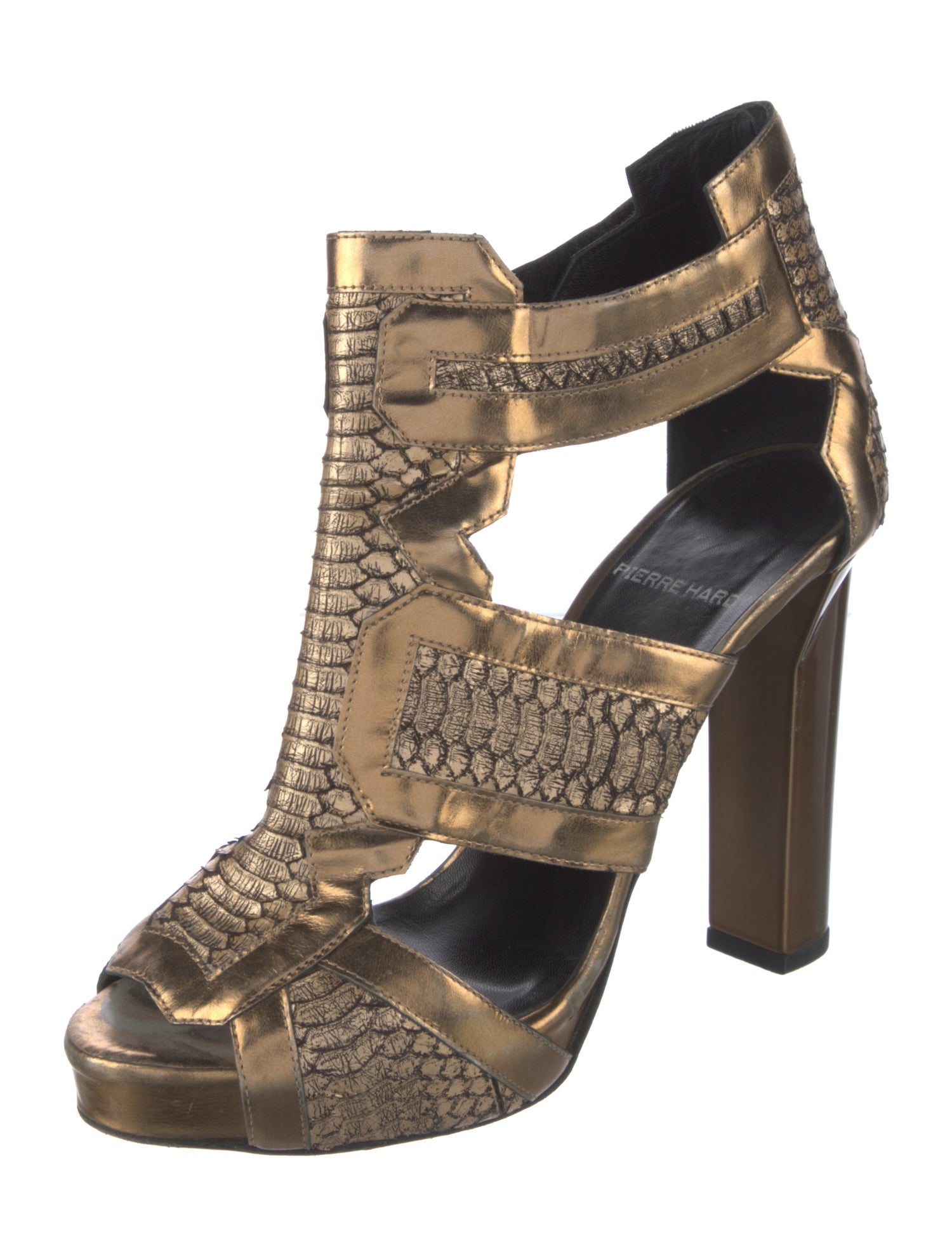 Pierre Hardy Patent Leather Leather Trim Embellishment T-Strap Pumps