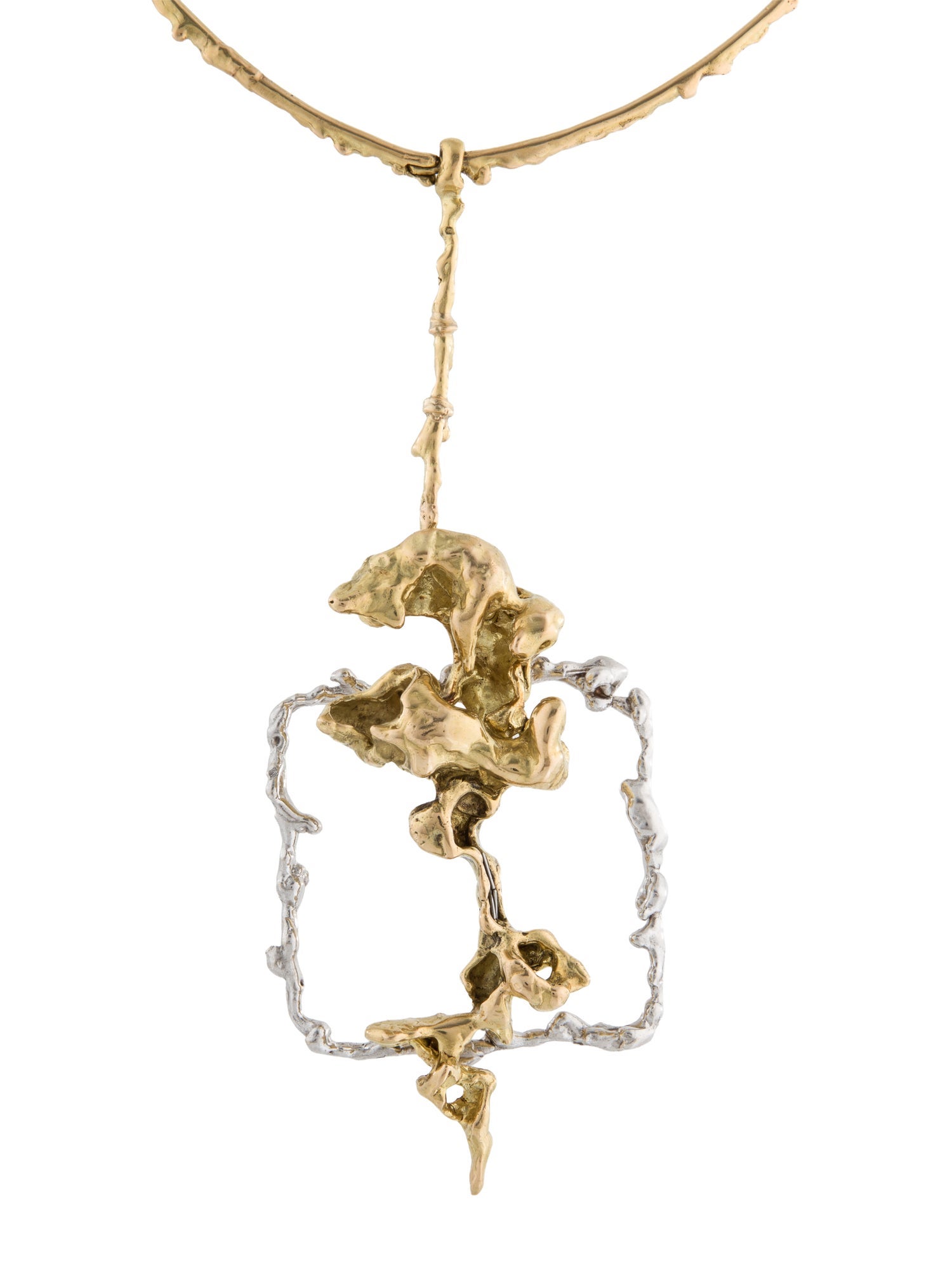 Pierre Sterlé Paris 18K Two-Tone Sculptural Pendant Necklace