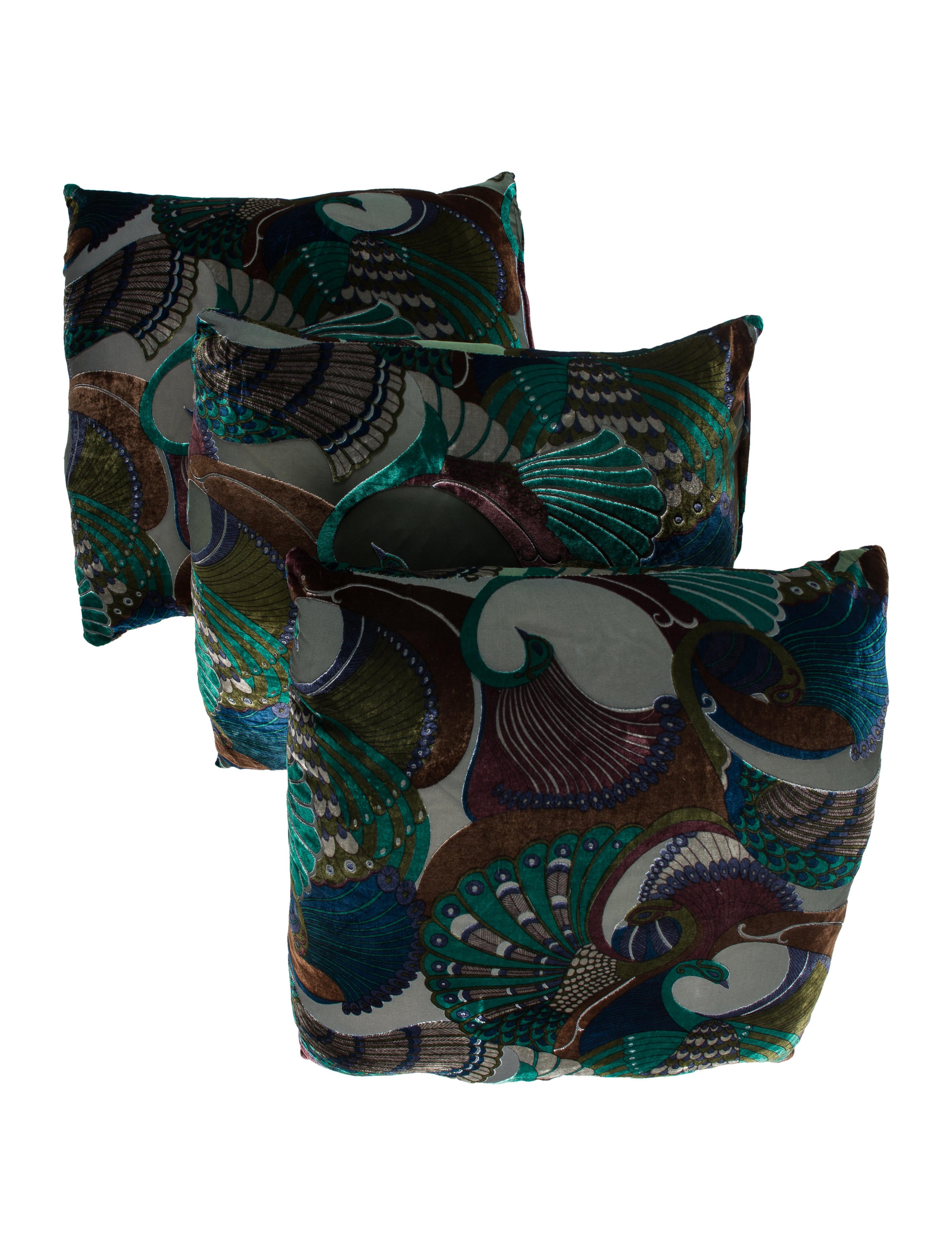Set of Three Velvet Throw Pillows - Bedding And Bath - PILLO20244 The RealReal