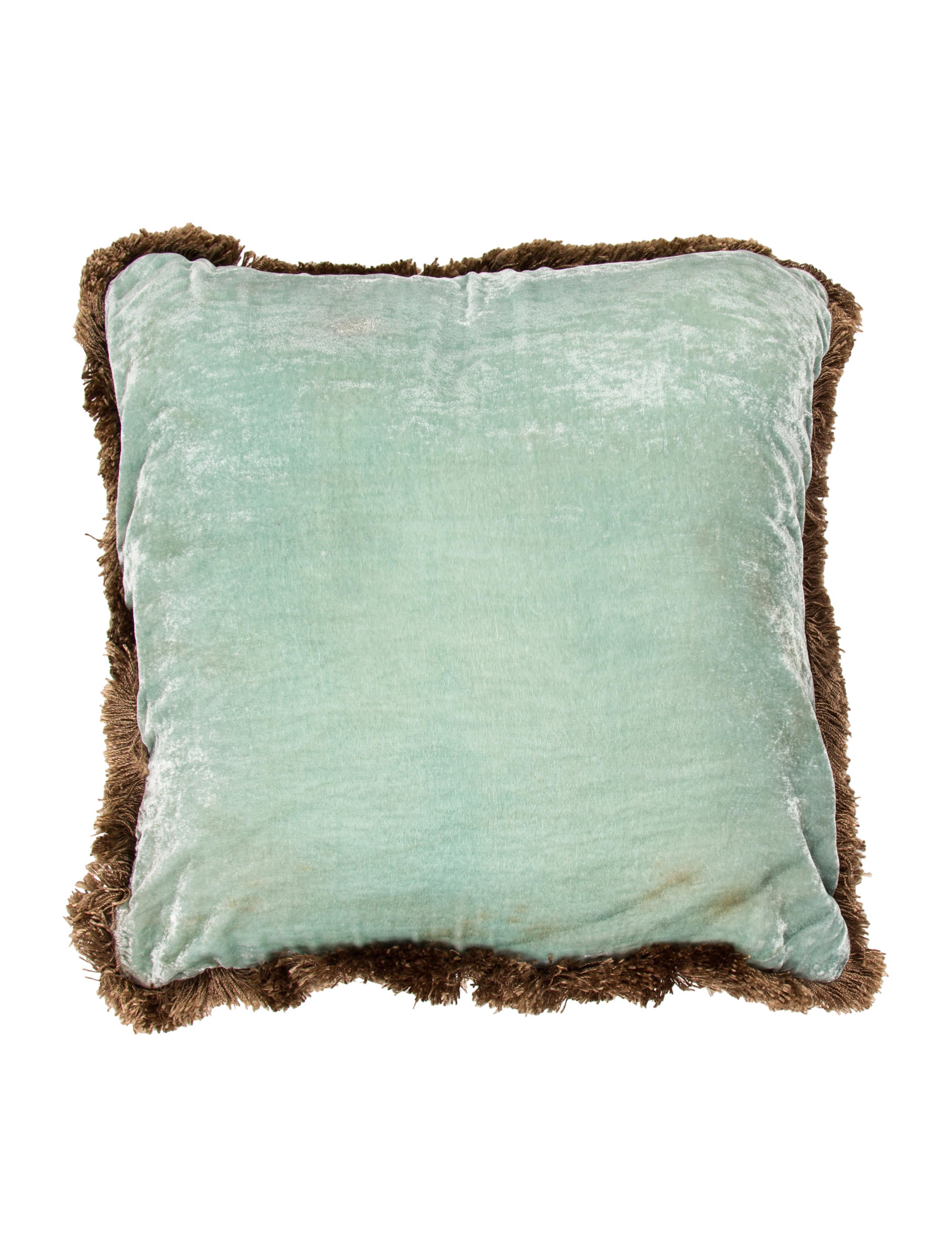 Throw Pillow Anke Drechsel Silk Velvet Fringe Throw Pillows Blue Bedding, Bedding & Bath
